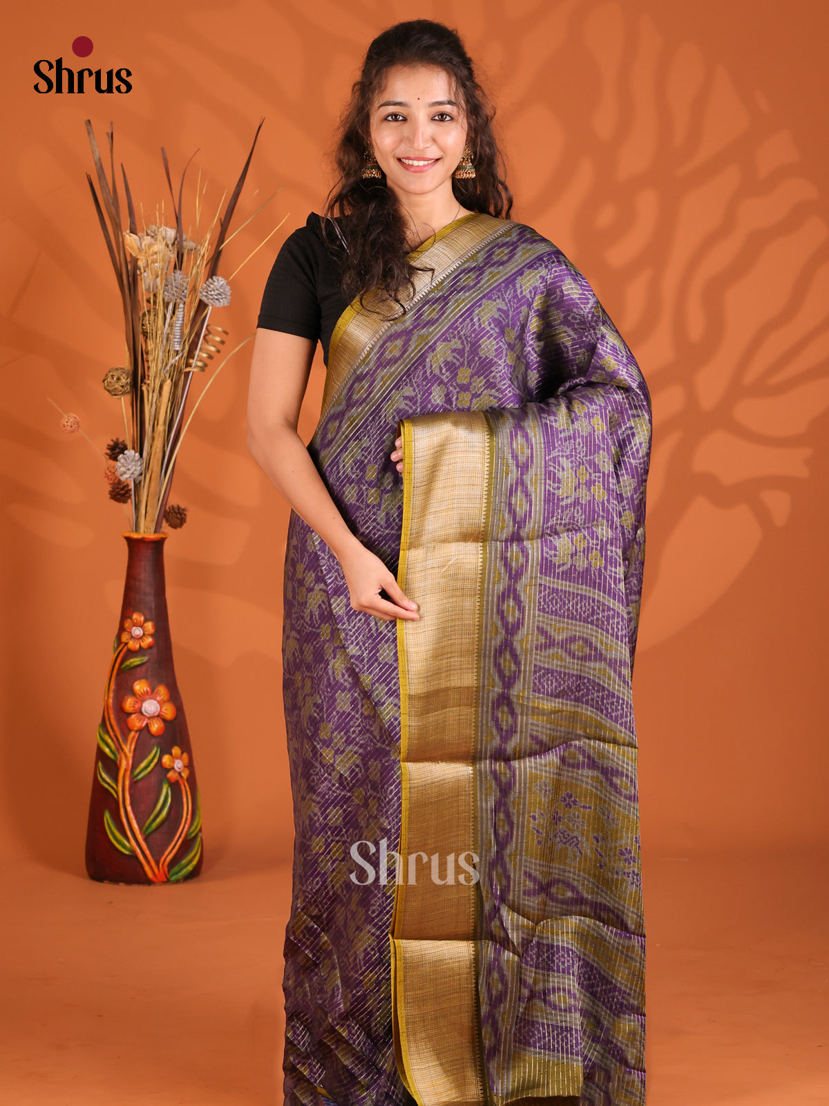 Violet & Green - Semi Mysoresilk Saree - Shop on Shrus.com