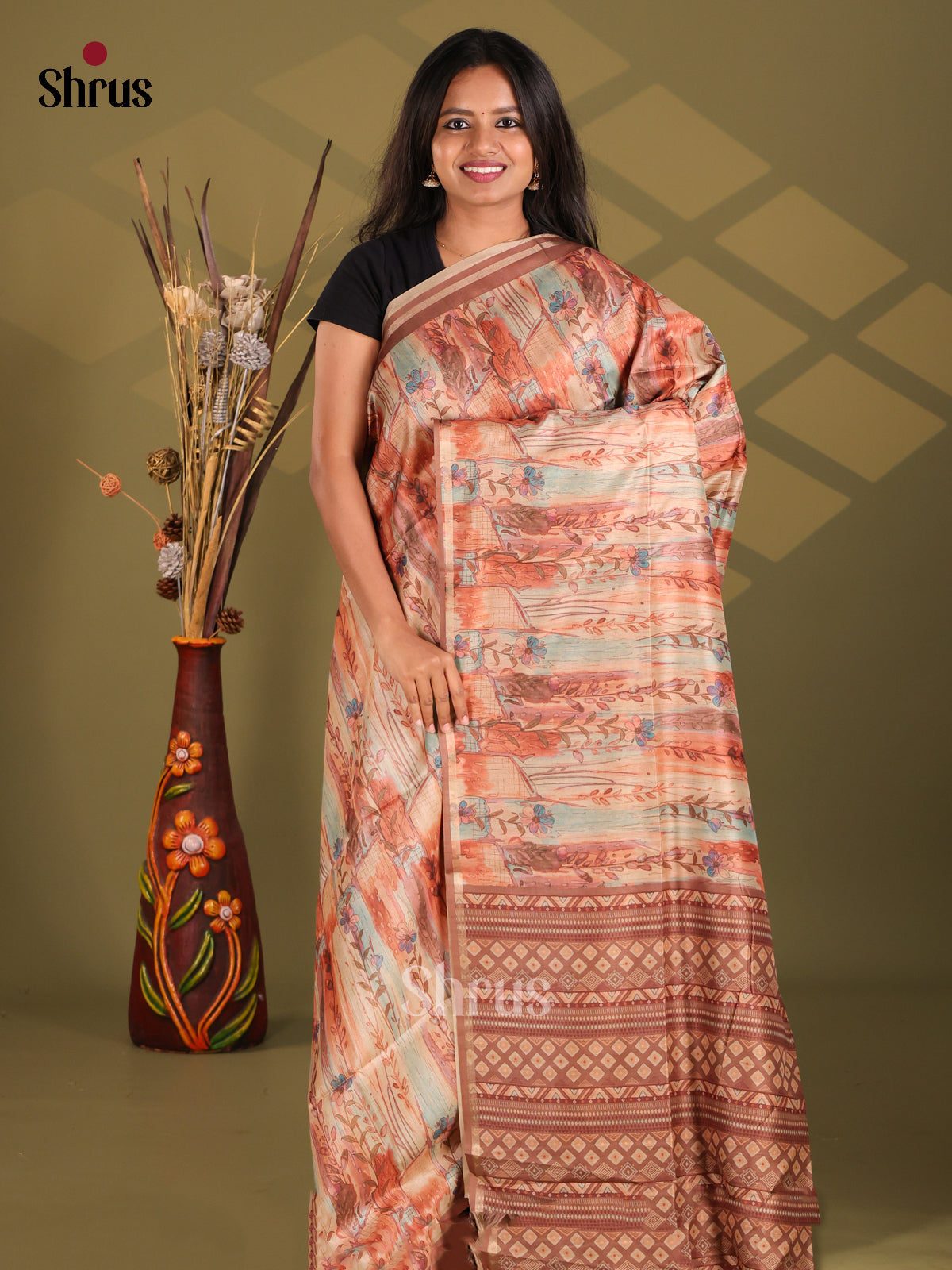 Brown - Champa semitussar Saree