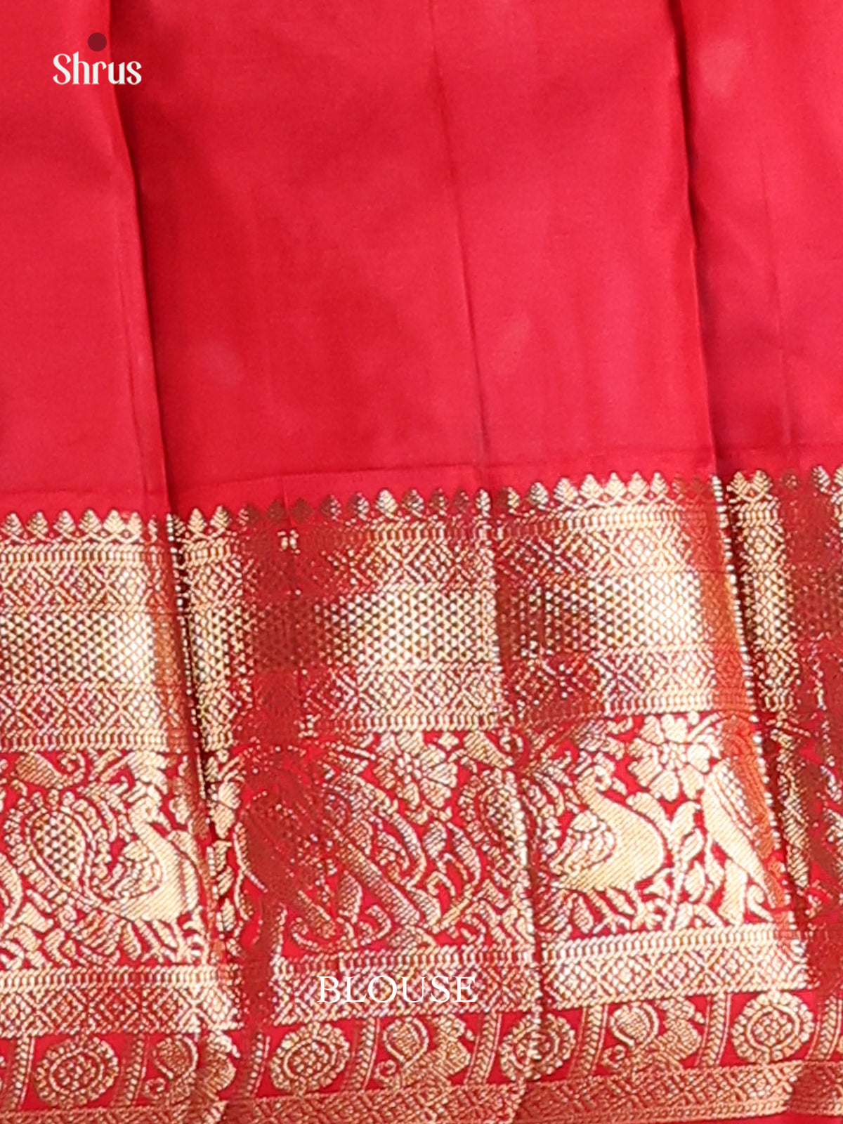 Black & Red Kanchipuram silk Saree with gold zari floral buttas-2