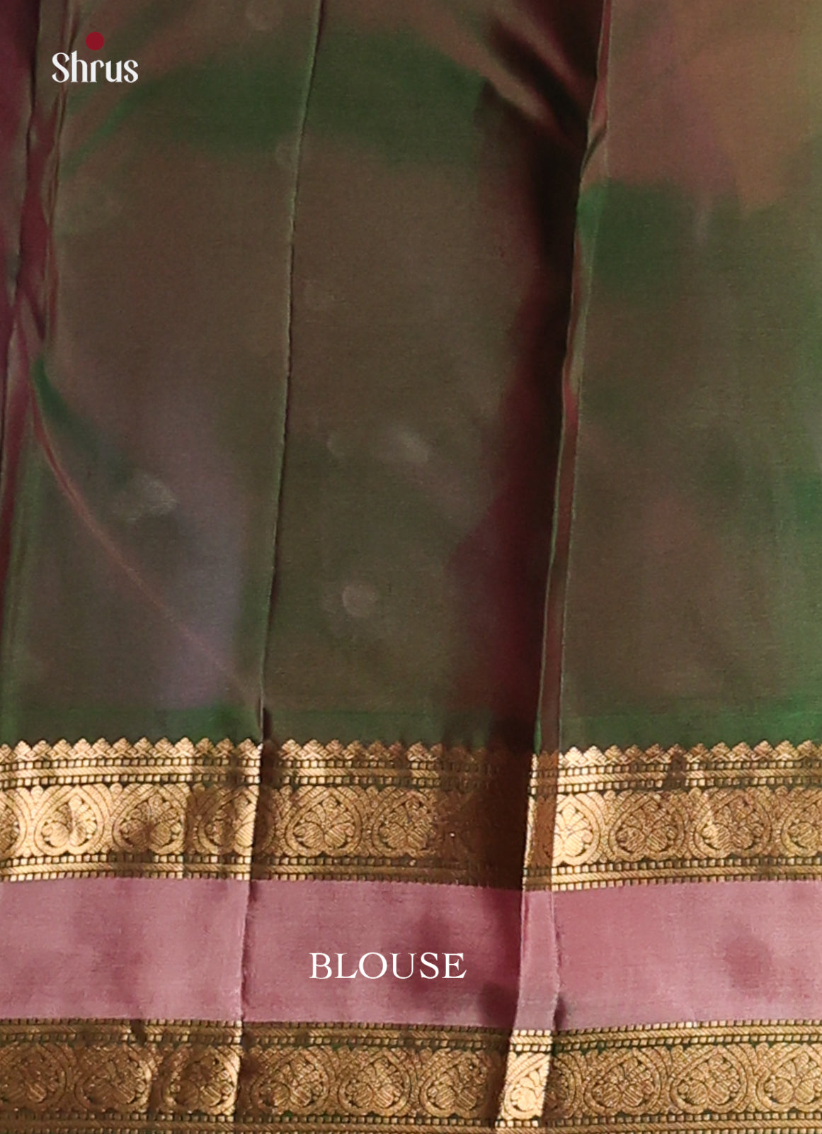 Maroon and Green Kanchipuram silk Saree with rettaipet zari border - Shop on Shrus.com