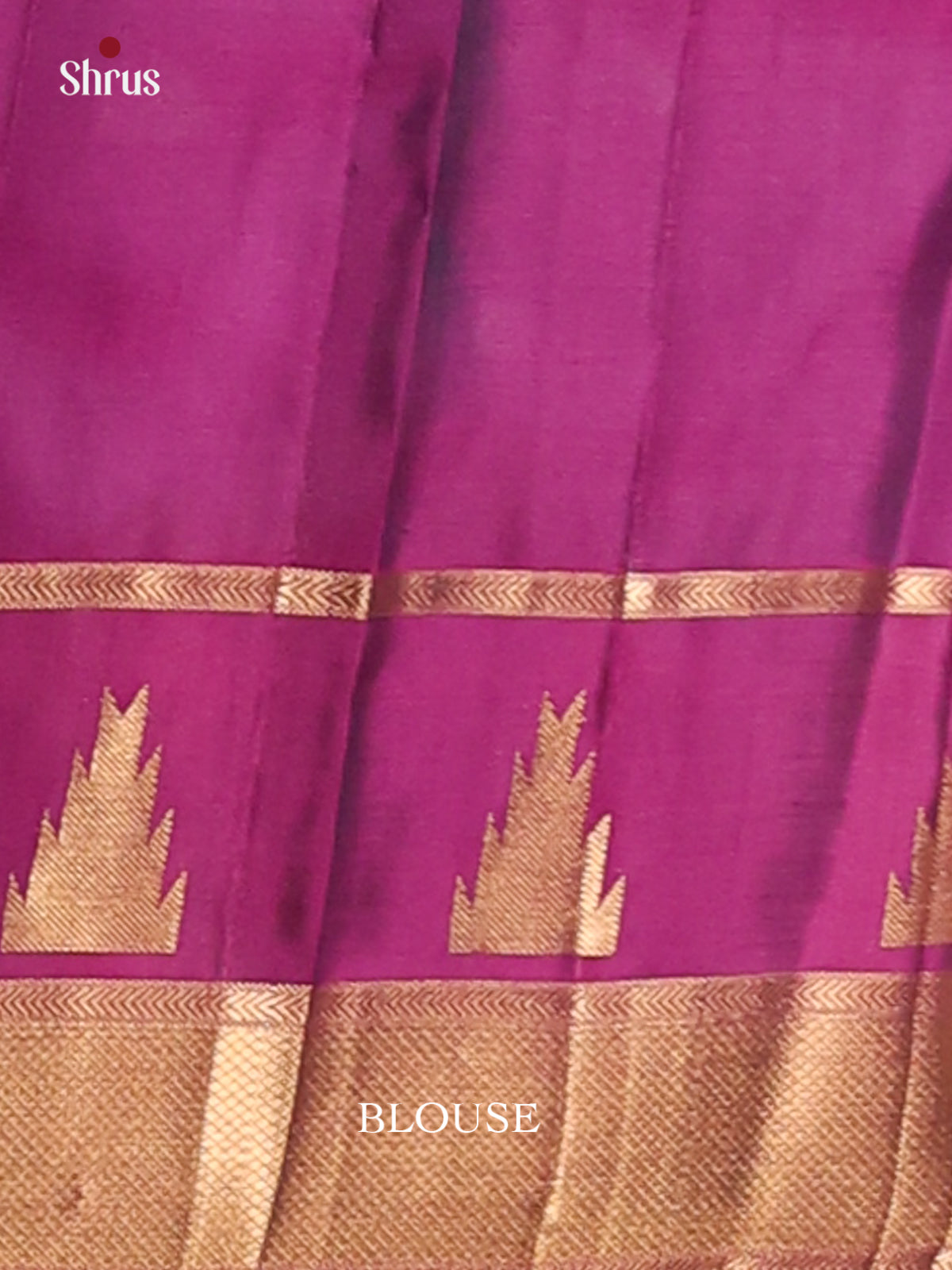 Grey & Purple Kanchipuram silk Saree with temple zari border - Shop on Shrus.com