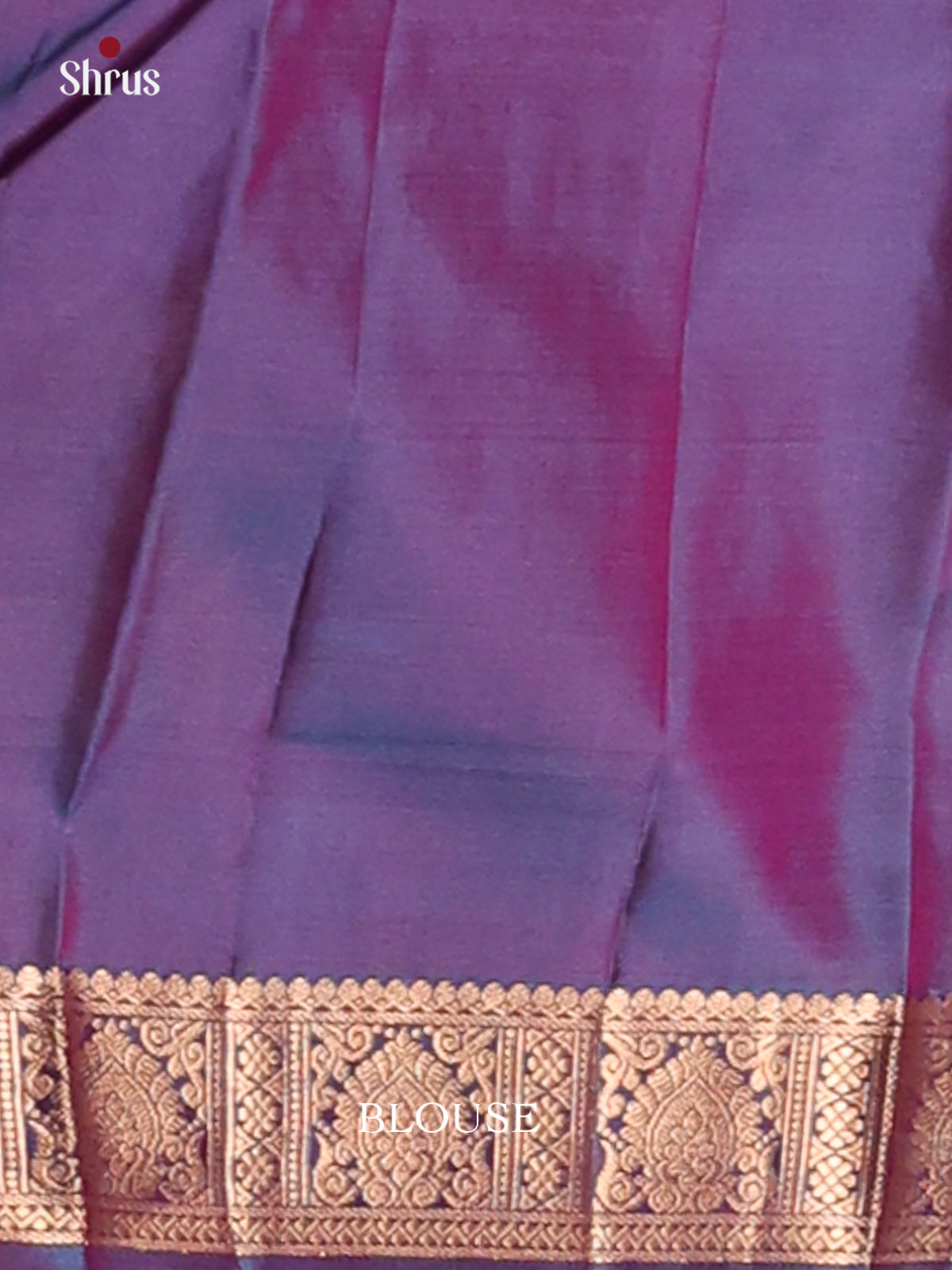 Pink & Purple Kanchipuram silk Saree with contrast small zari border - Shop on Shrus.com
