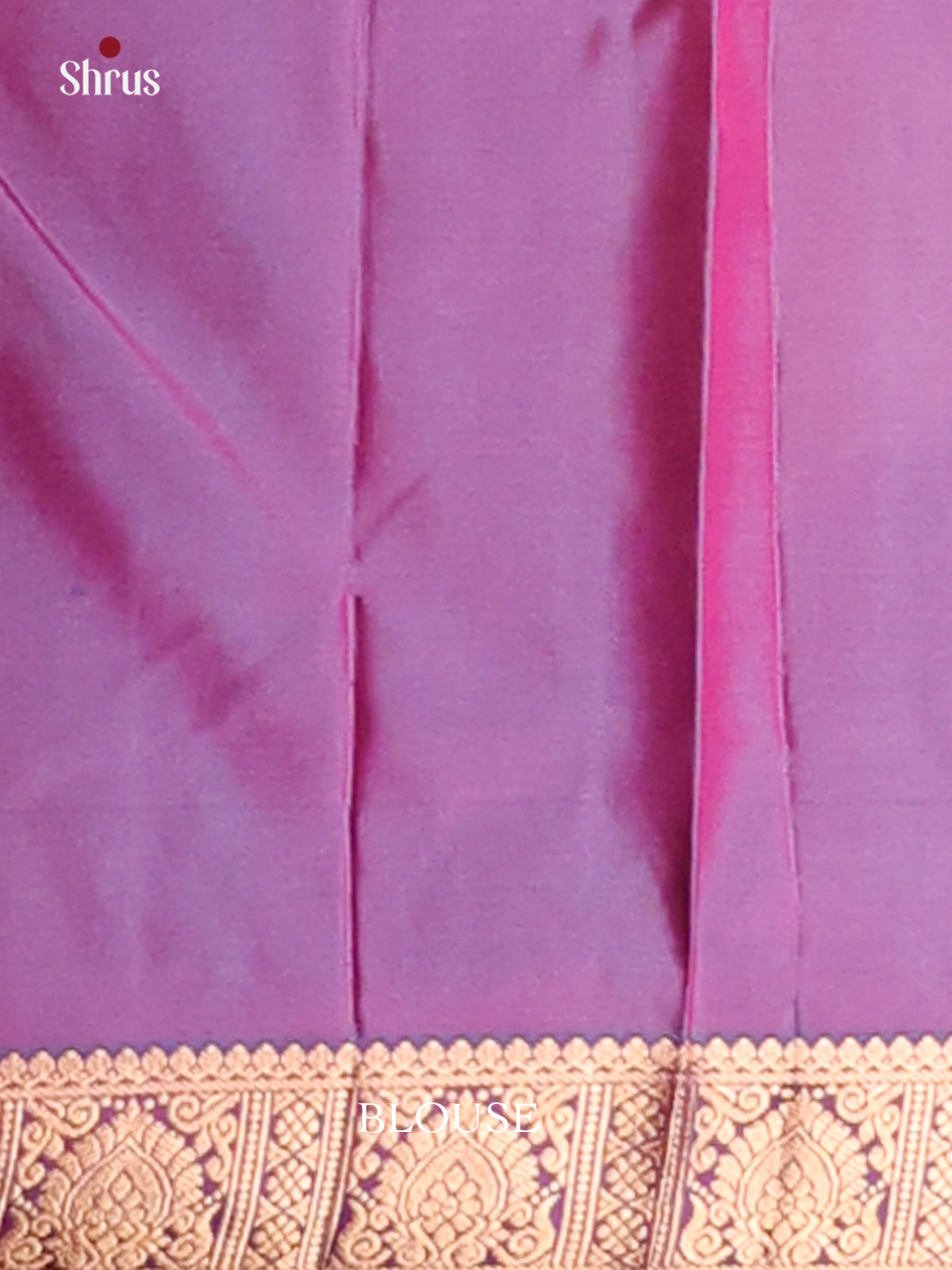 Deep Pink & Purple Kanchipuram silk Saree with purple criss cross brocade pallu-2