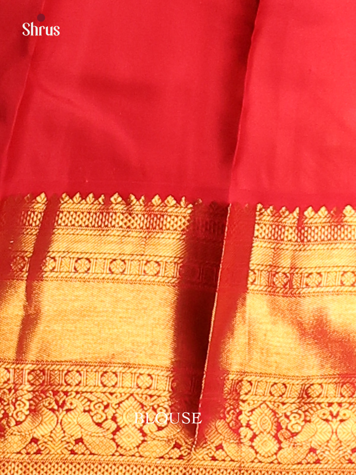 Lustrous Green Kanchipuram silk Saree with contrast Red brocade pall-2