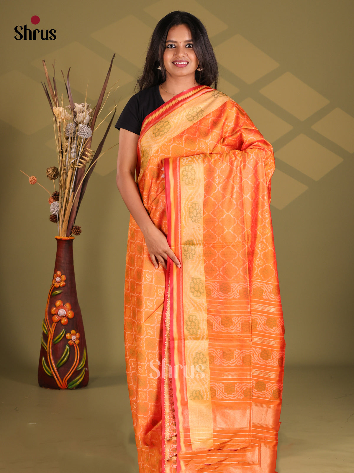 Orange- Champa semitussar Saree