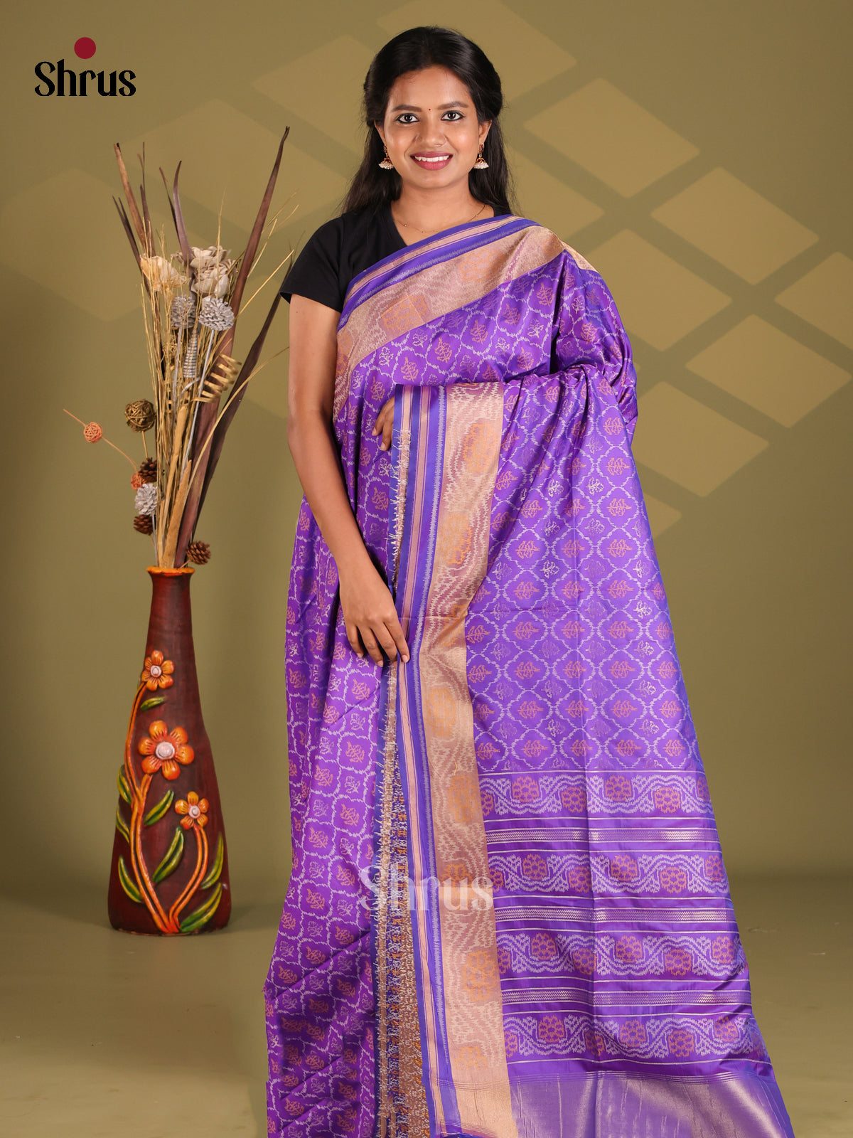 Purple - Champa semitussar Saree - Shop on Shrus.com