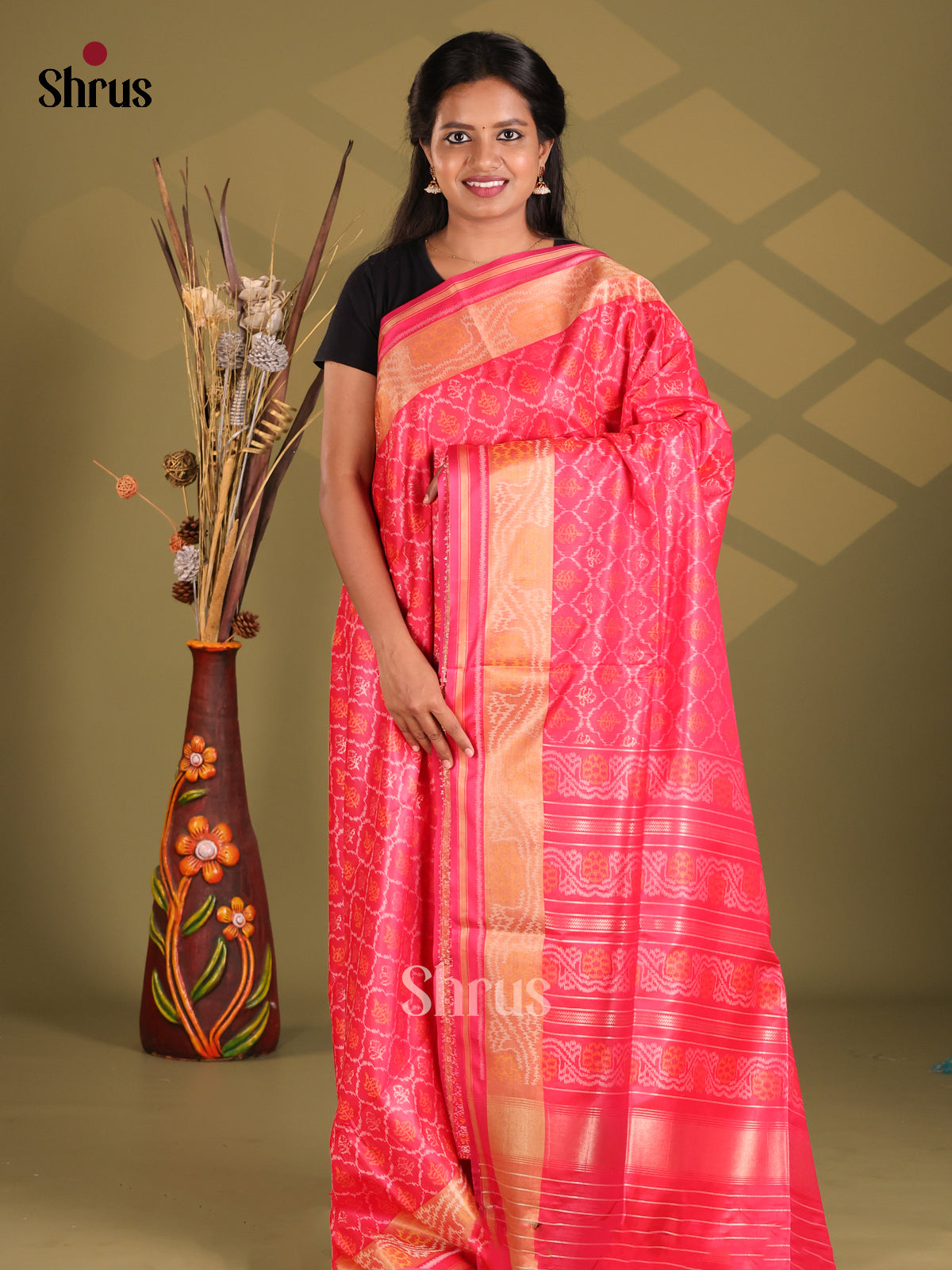 Pink - Champa semitussar Saree - Shop on Shrus.com