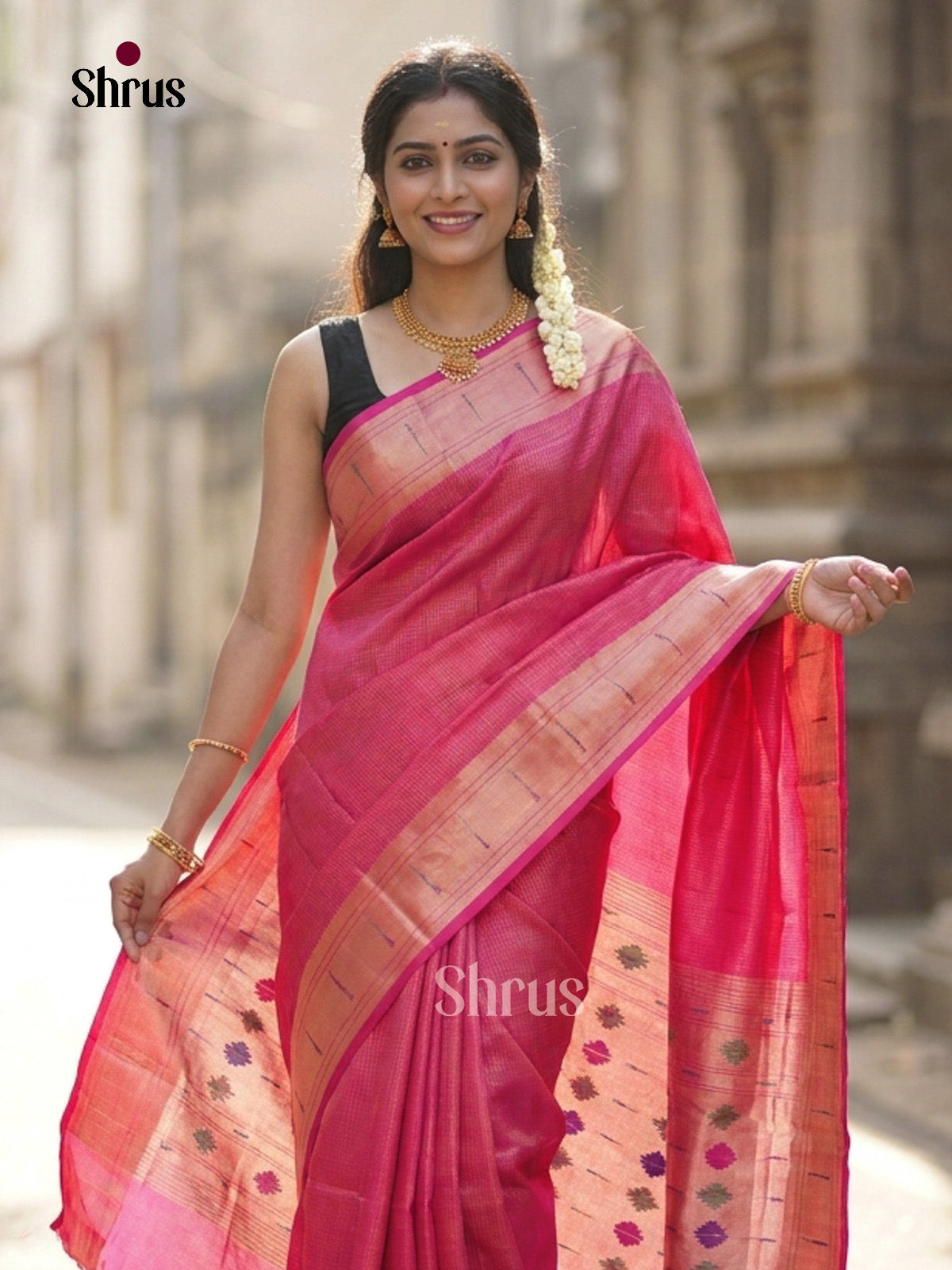 Pink -Semi Paithani Saree