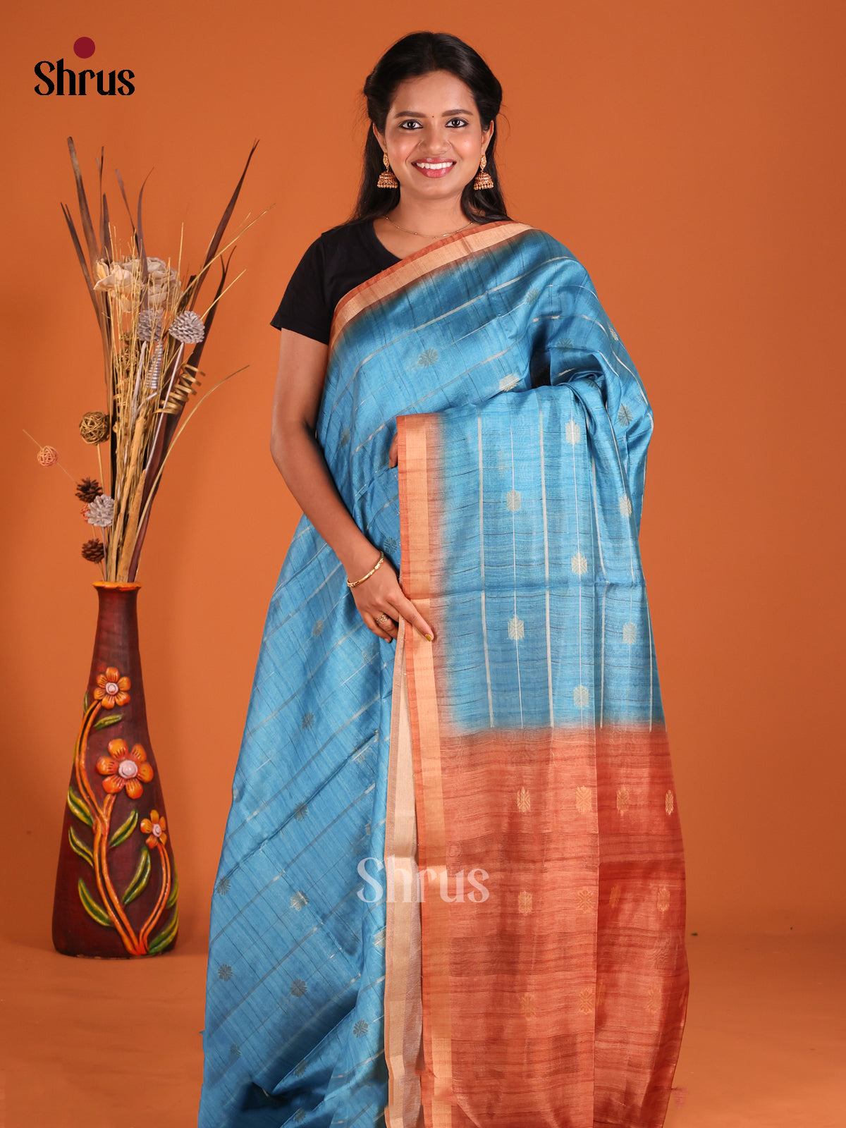 Blue & Brick - Champa semitussar Saree