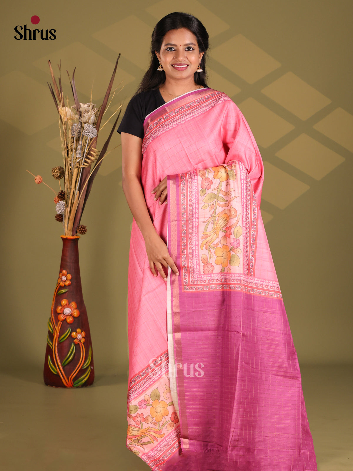 Pink & Purple - Champa semitussar Saree