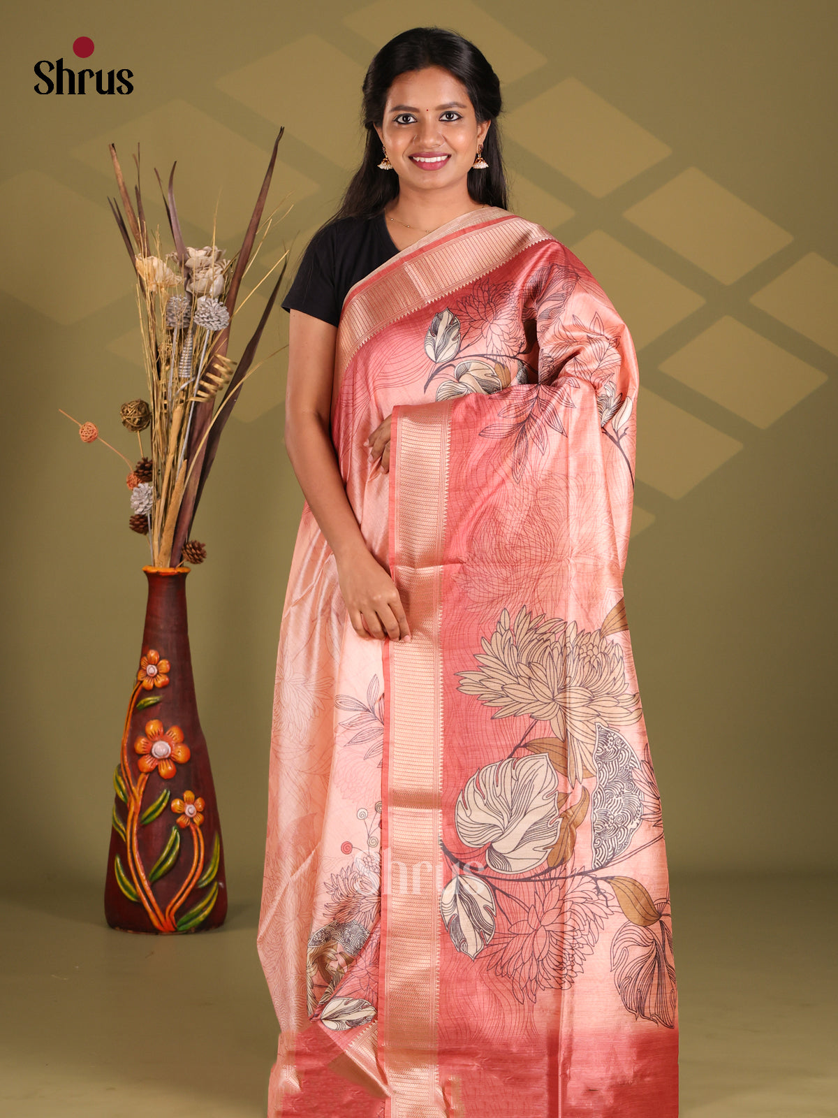 Pink - Champa semitussar Saree - Shop on Shrus.com