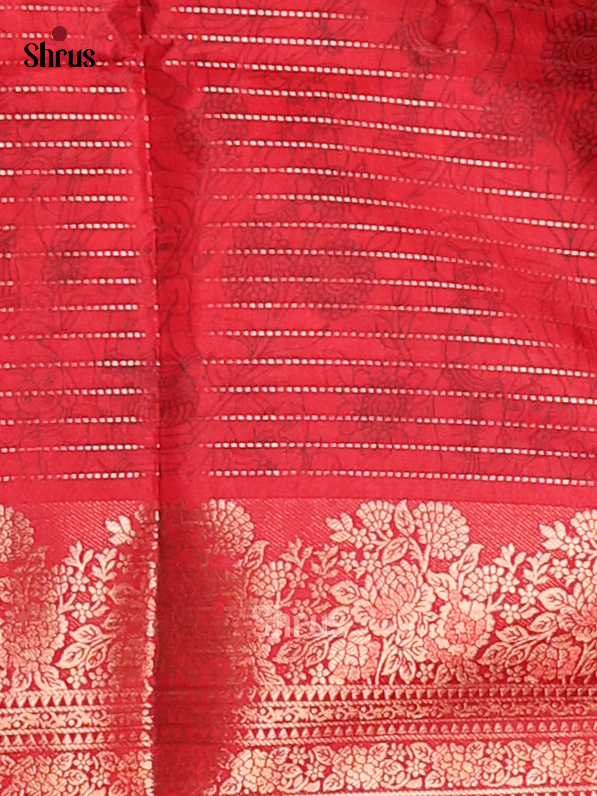 Green & Red - Semi Tussar saree