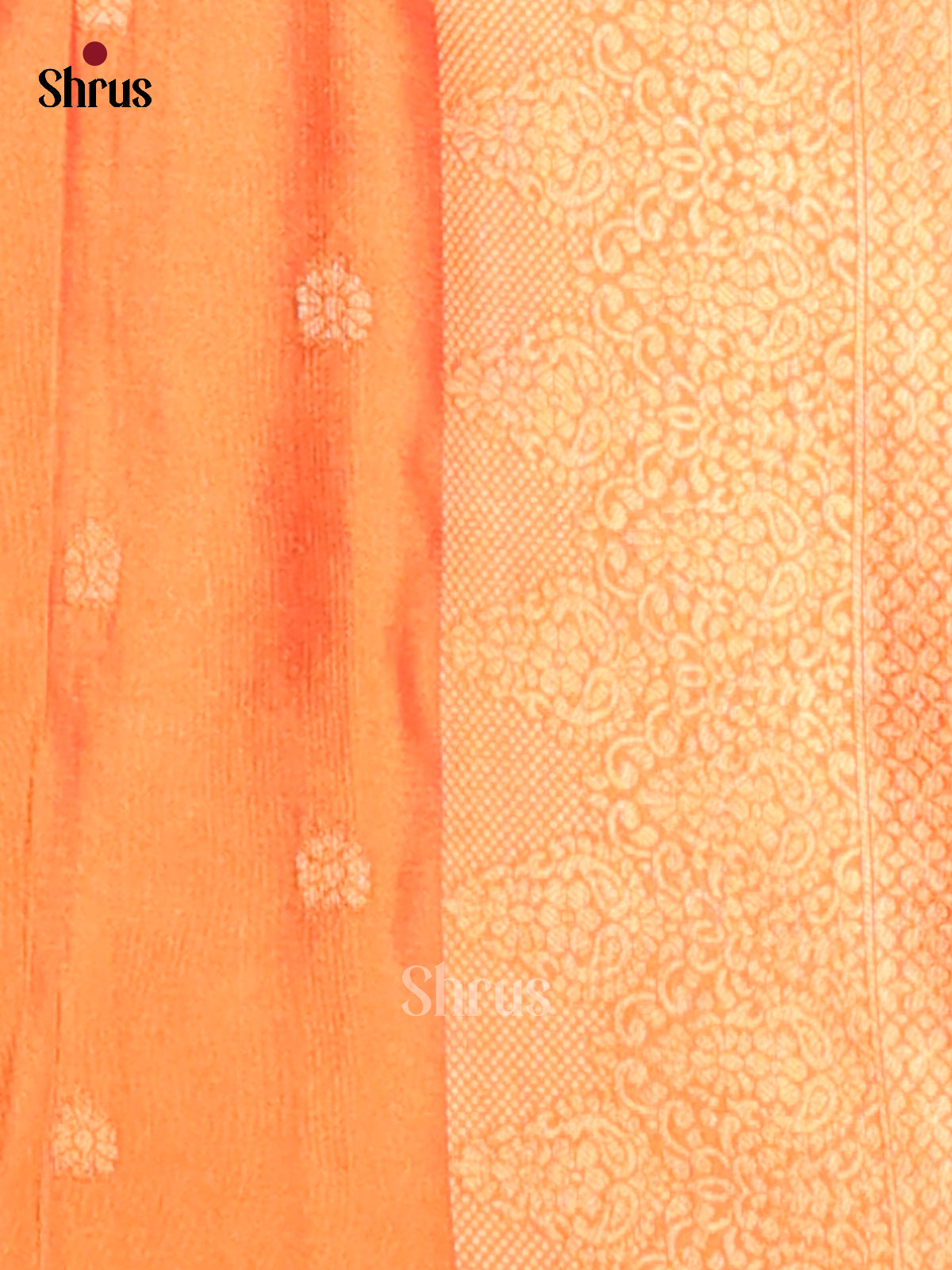 Green & Orange - Semi Soft Silk Saree