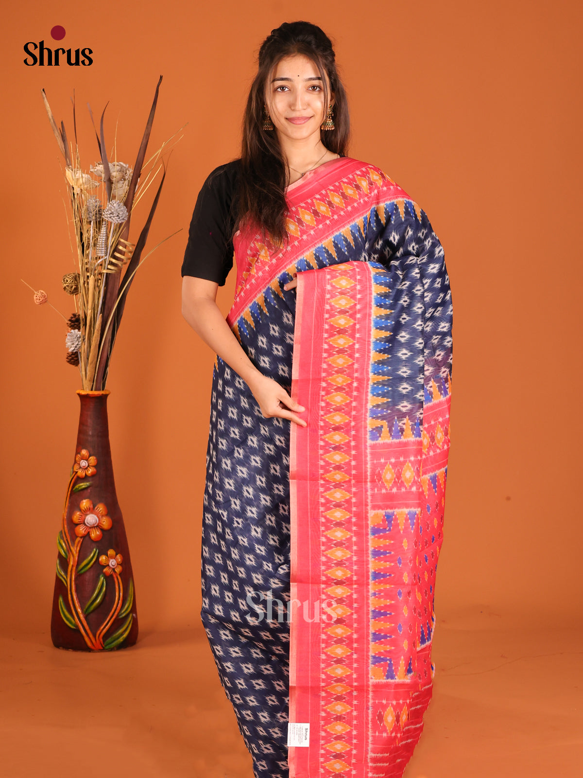 Blue & Pink - Semi Chanderi Saree