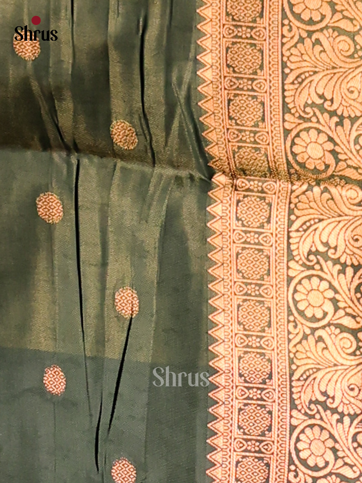 Mehandi Green & Green -Semi Soft Silk saree - Shop on Shrus.com