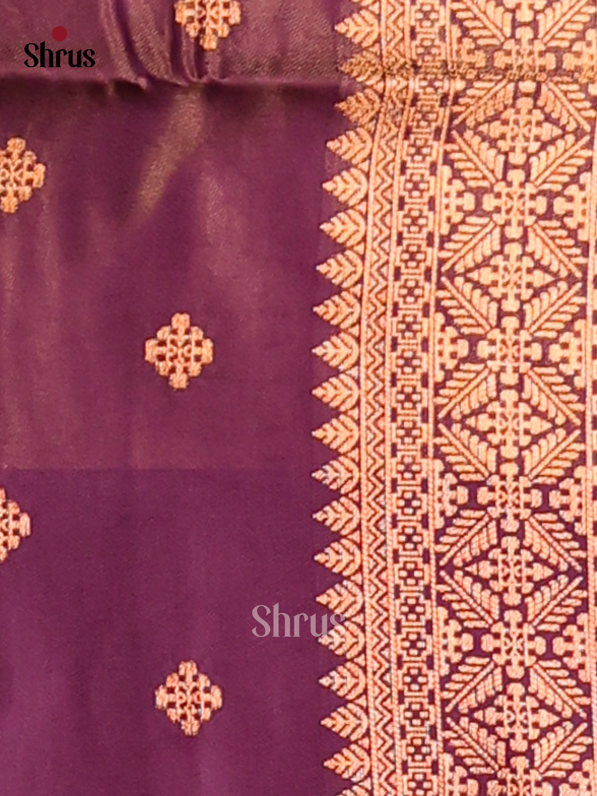 Brown & Violet - Semi Soft Silk Saree