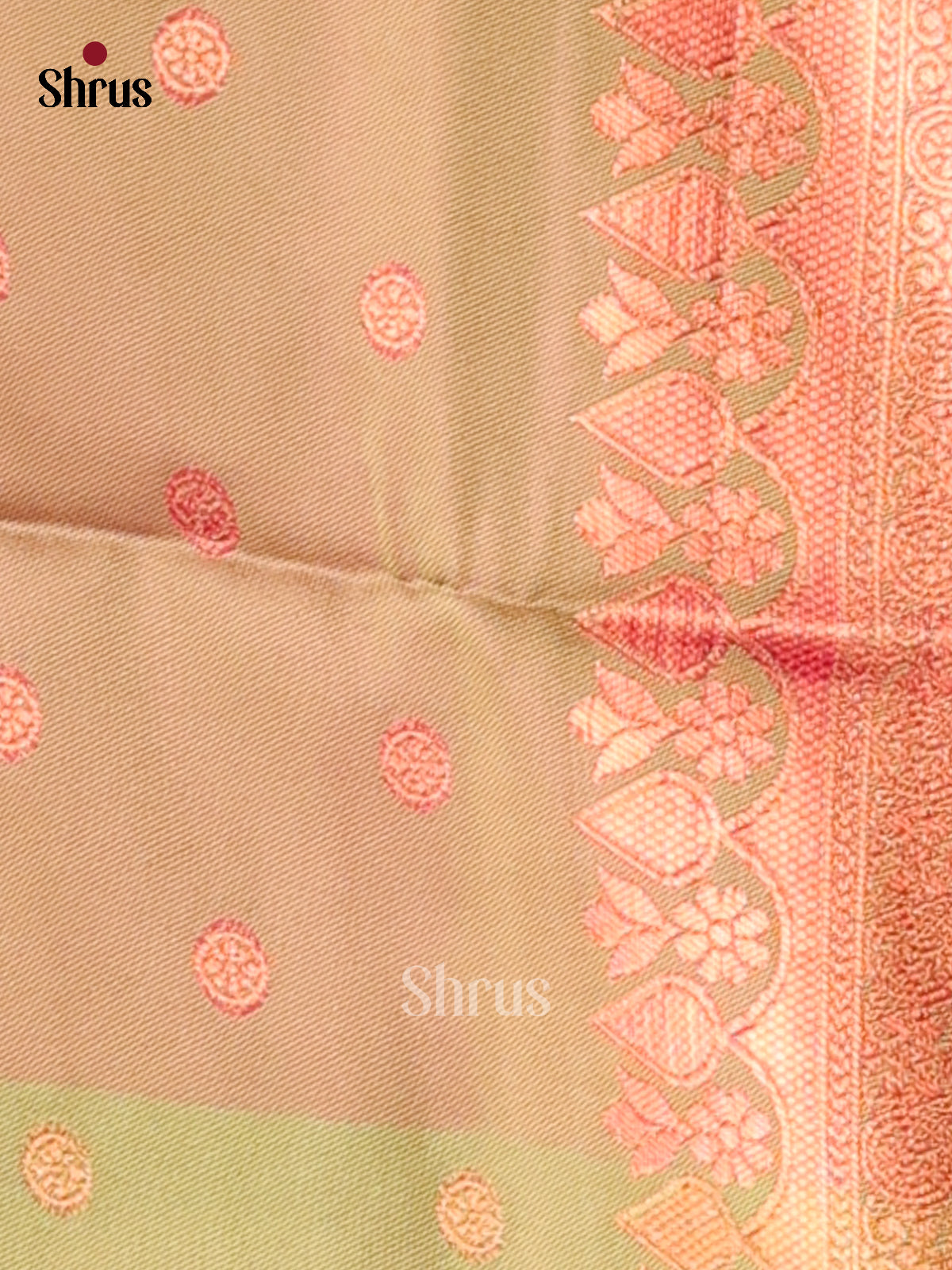 Pink & Double Shade Green - Semi Soft Silk Saree - Shop on Shrus.com