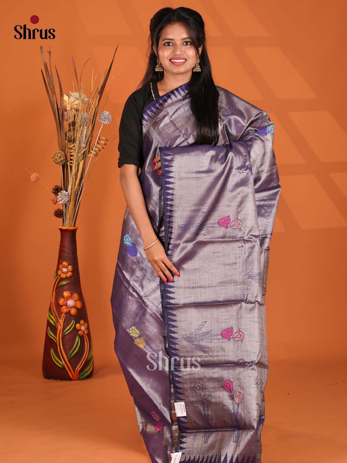 Violet - Semi Jute Saree - Shop on Shrus.com
