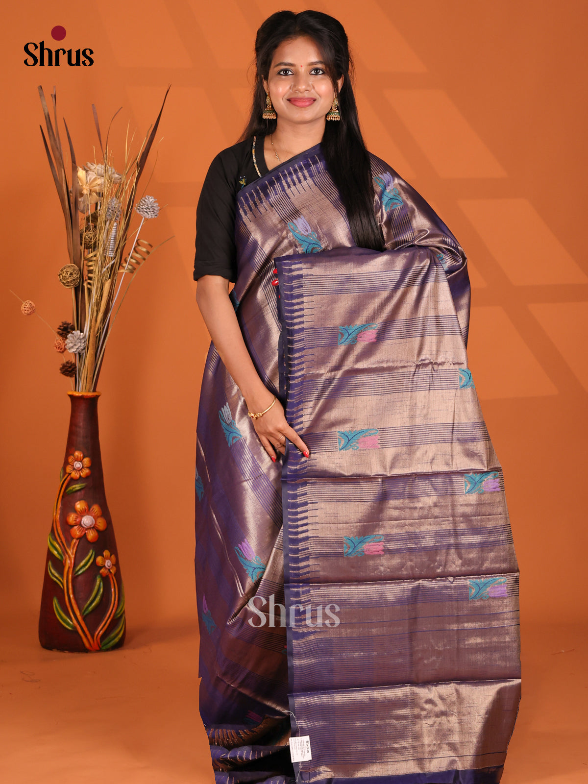 Blue - Semi Jute Saree