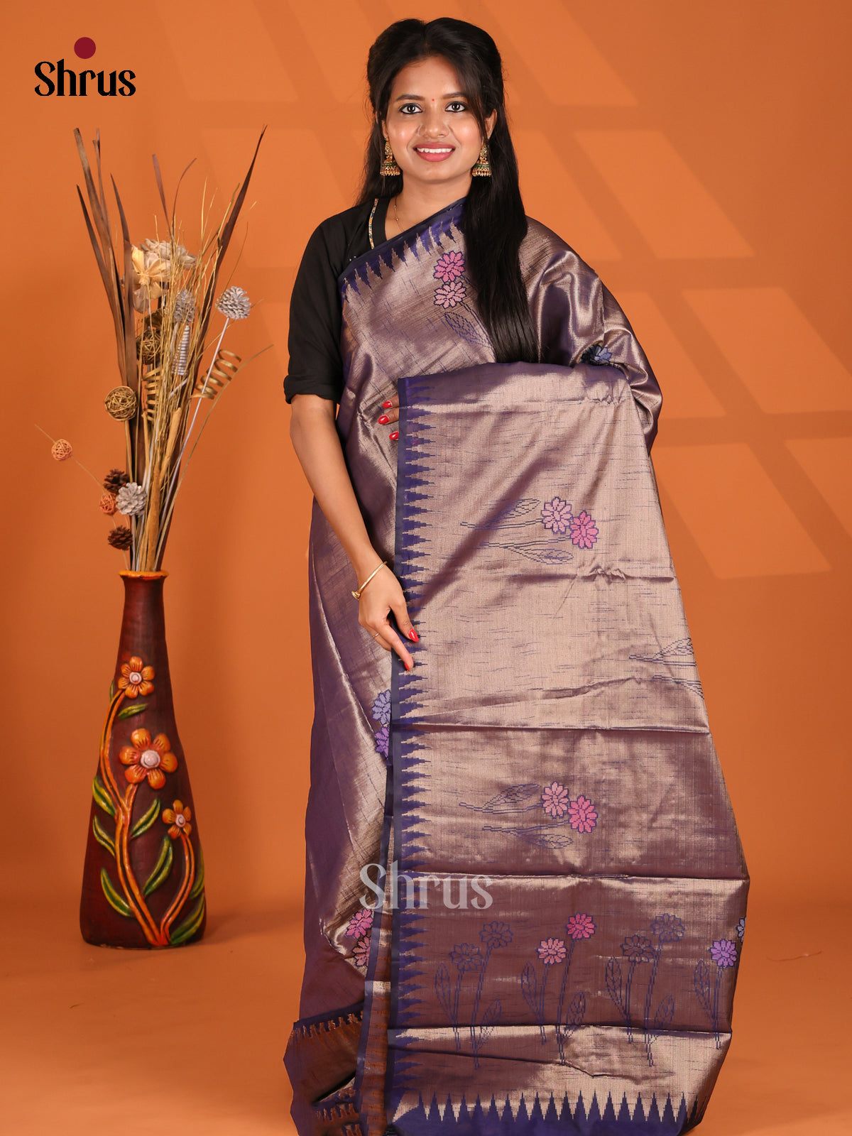 Violet - Semi Jute Saree - Shop on Shrus.com