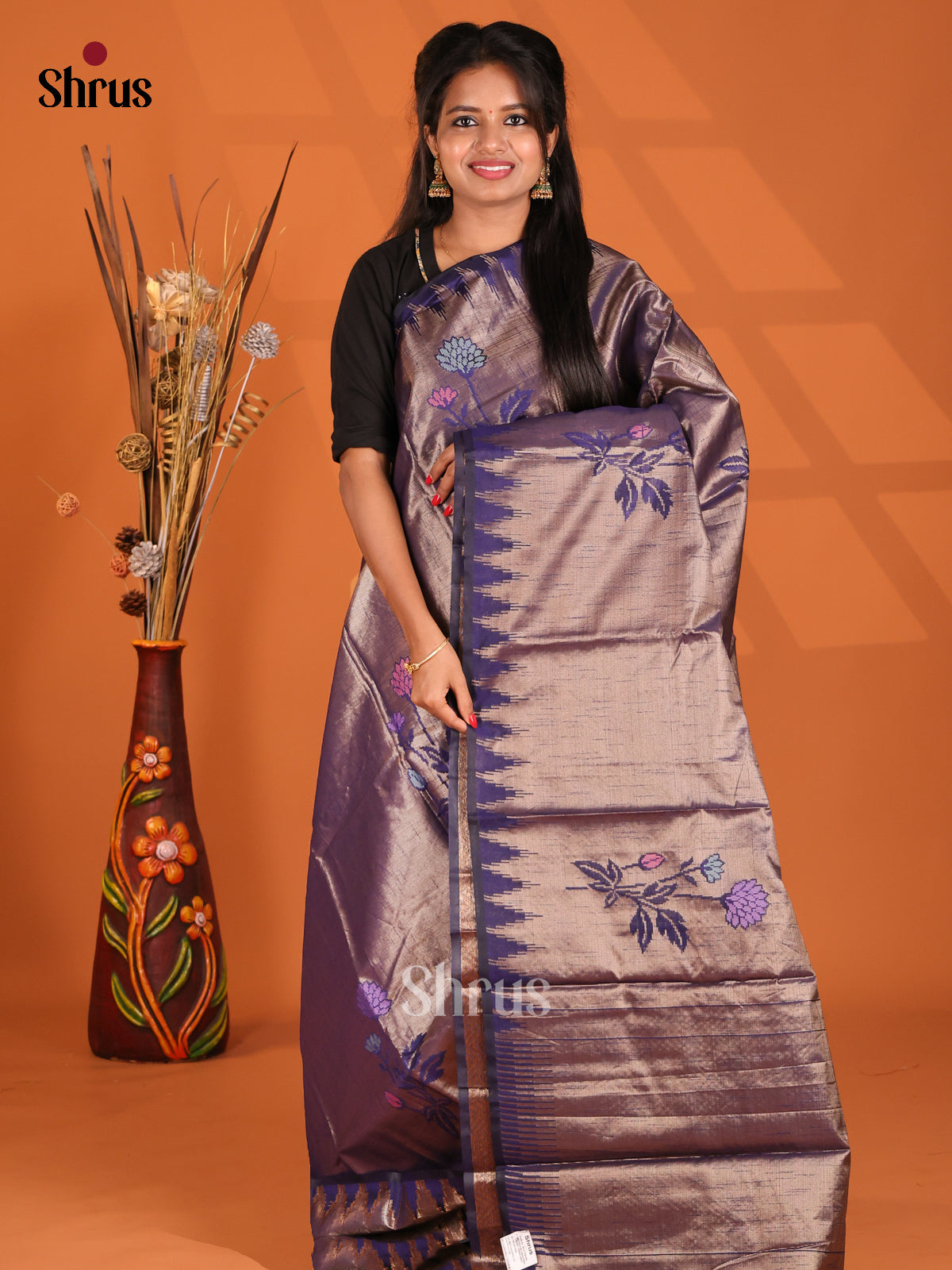 Blue- Semi Jute Saree