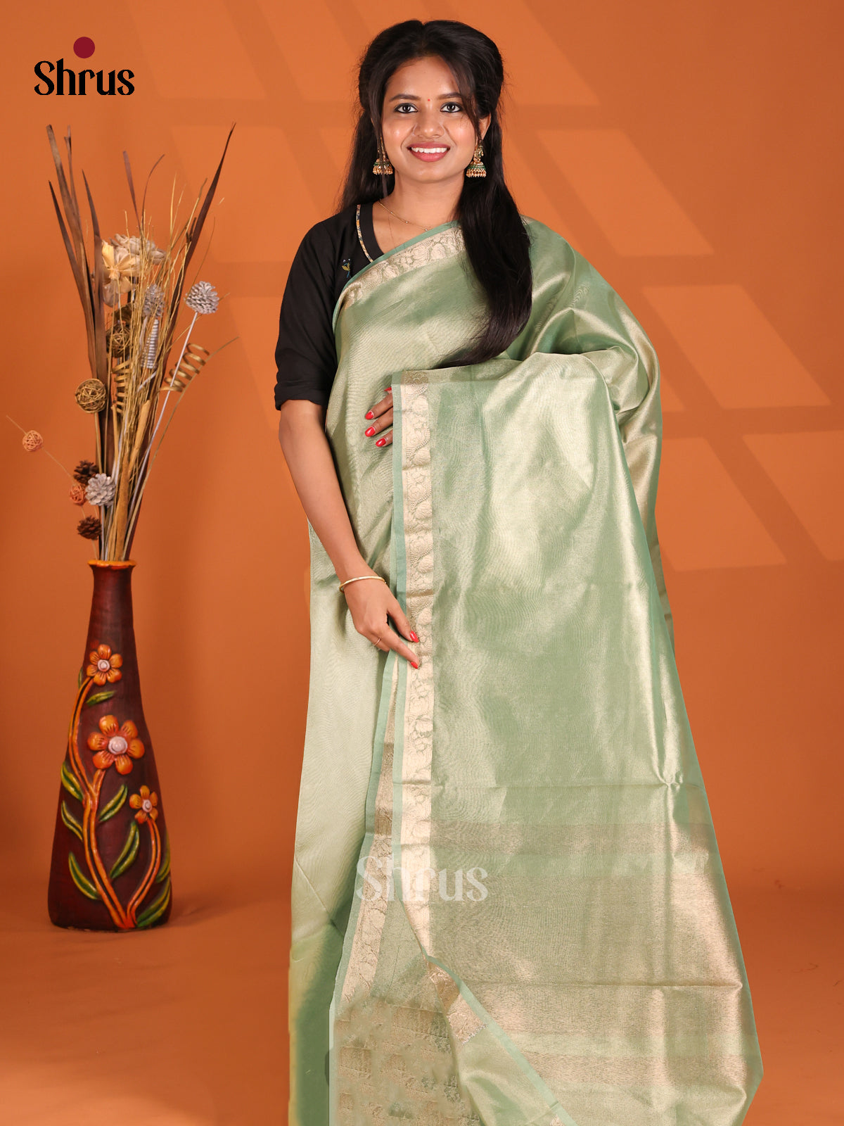 Green - Semi Tissue Saree