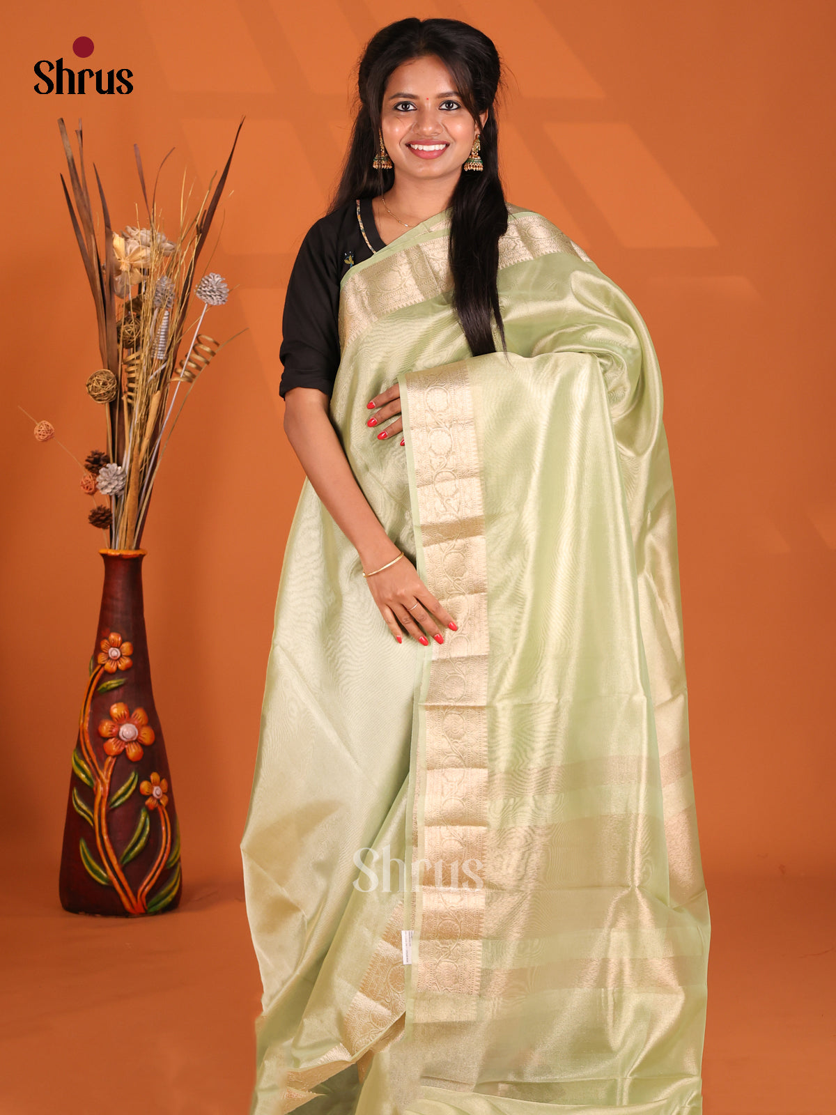Light Green - Semi Tissue Saree