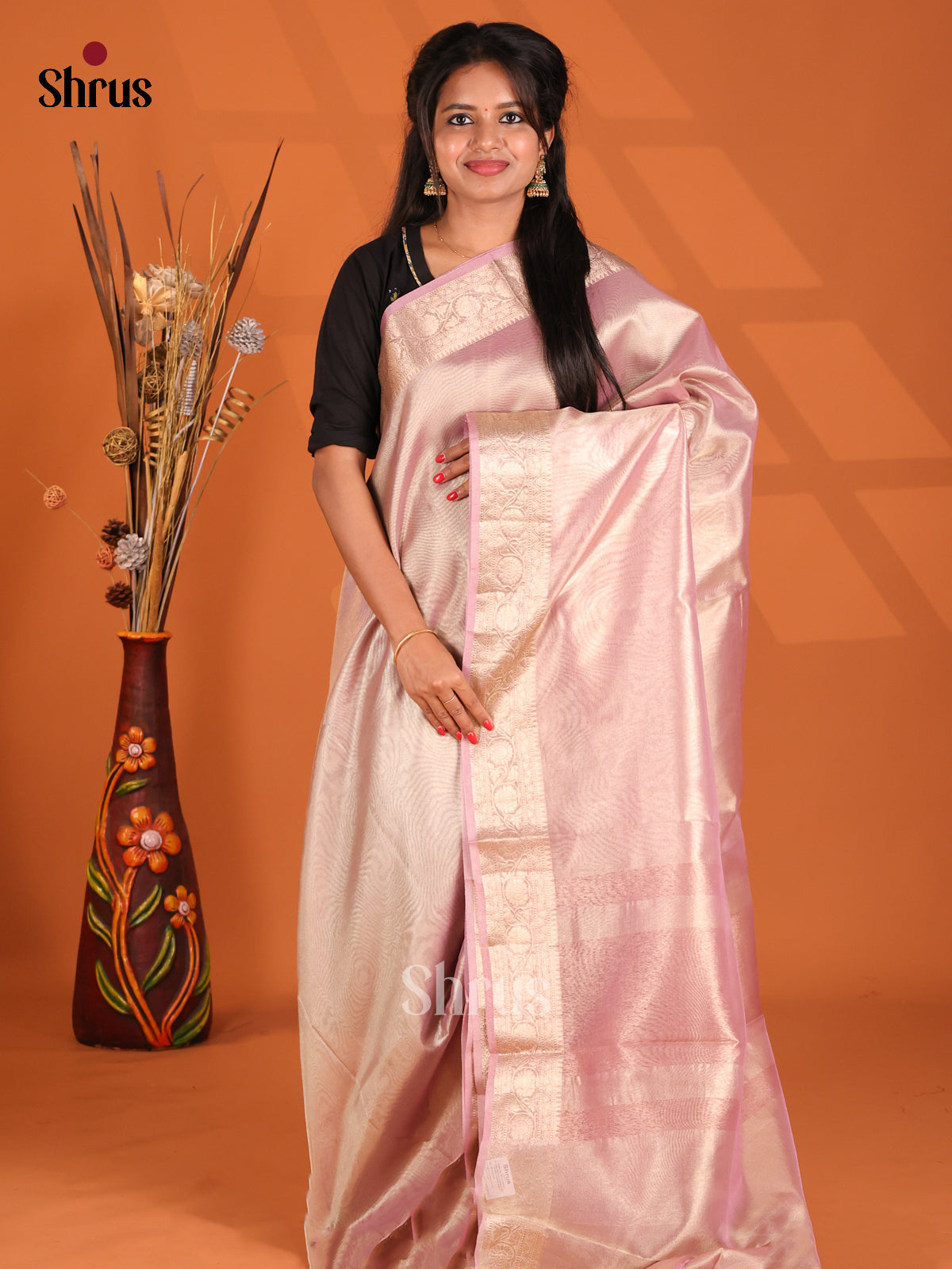 Mild Lavender - Semi Tissue Saree - Shop on Shrus.com