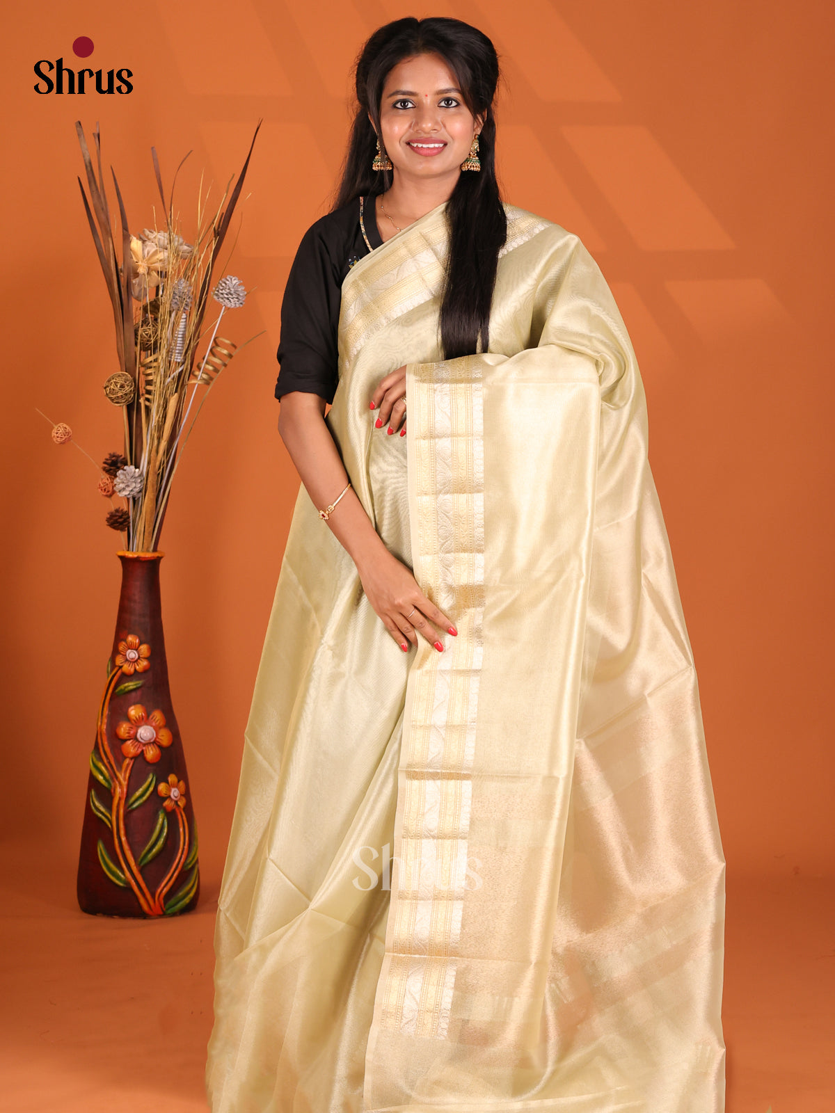 Light Green - Semi Tissue Saree - Shop on Shrus.com