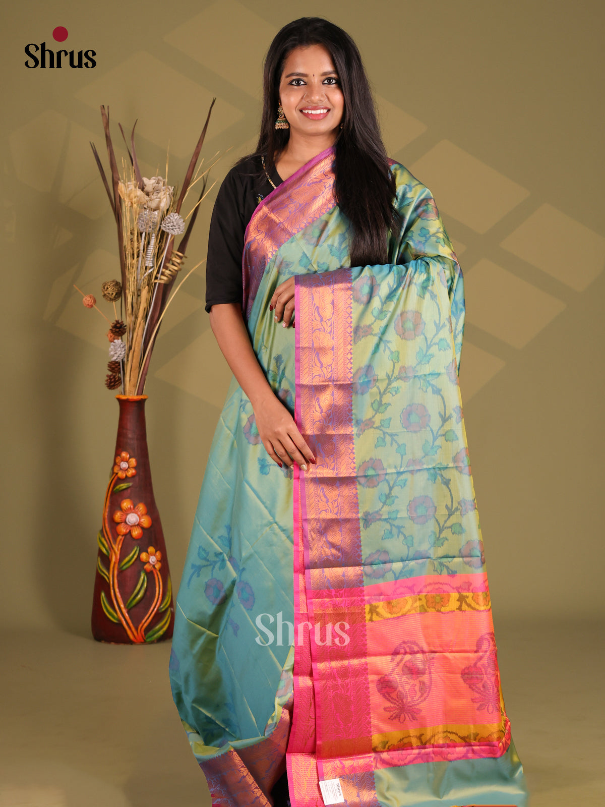 Blue & Purple- Semi Pochampally Saree