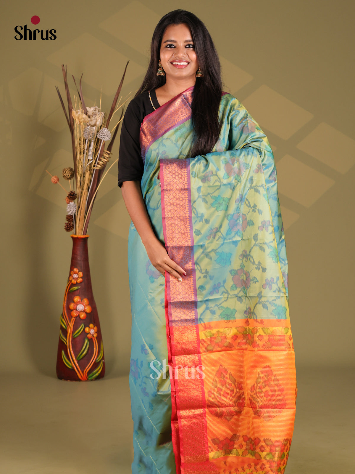 Blue & Purple - Semi Pochampally Saree