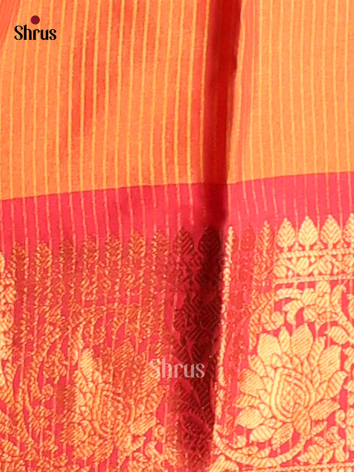 Lime Green & Orange- Semi Pochampally Saree - Shop on Shrus.com