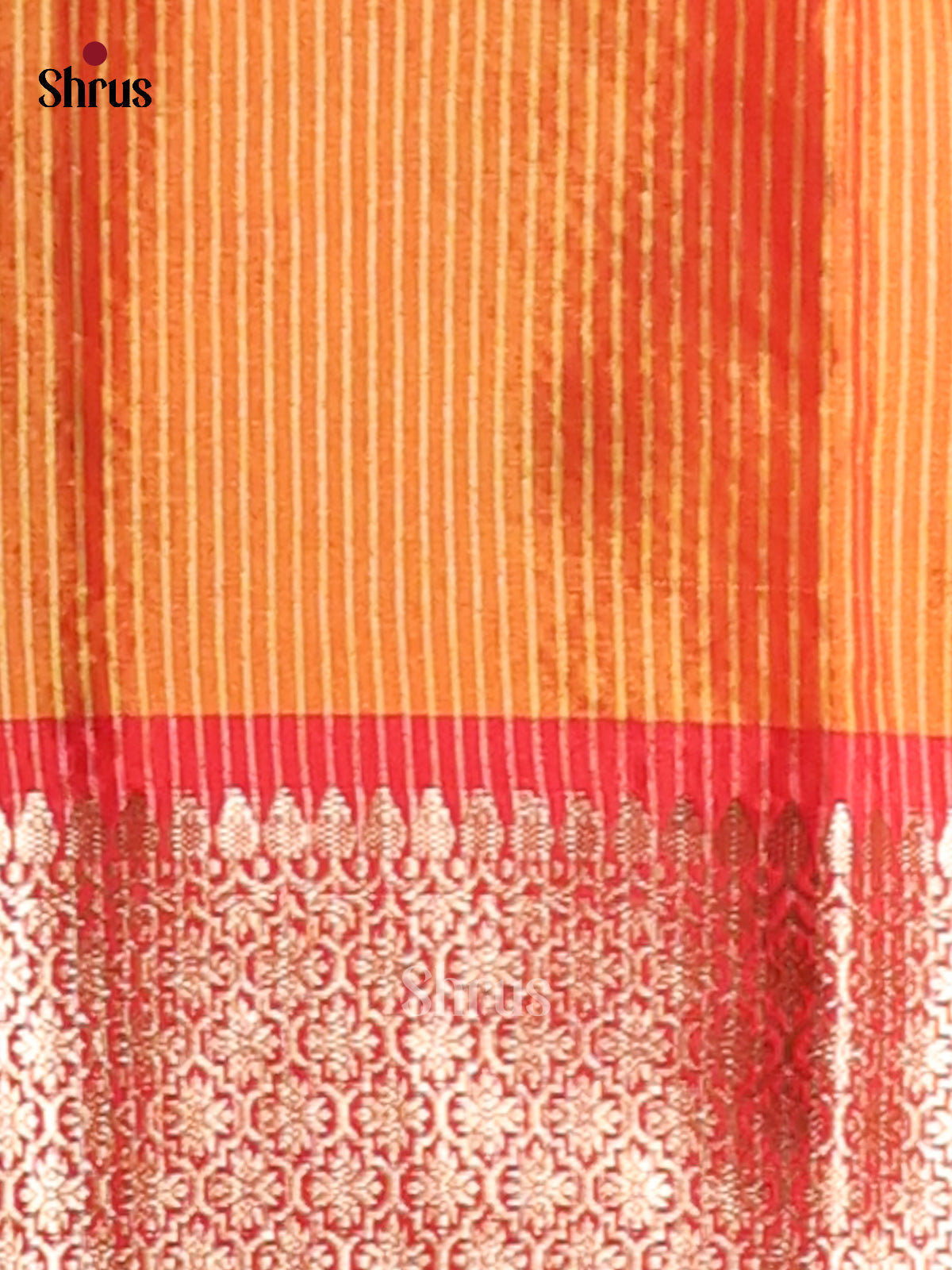 Yellow & Orange- Semi Pochampally Saree - Shop on Shrus.com