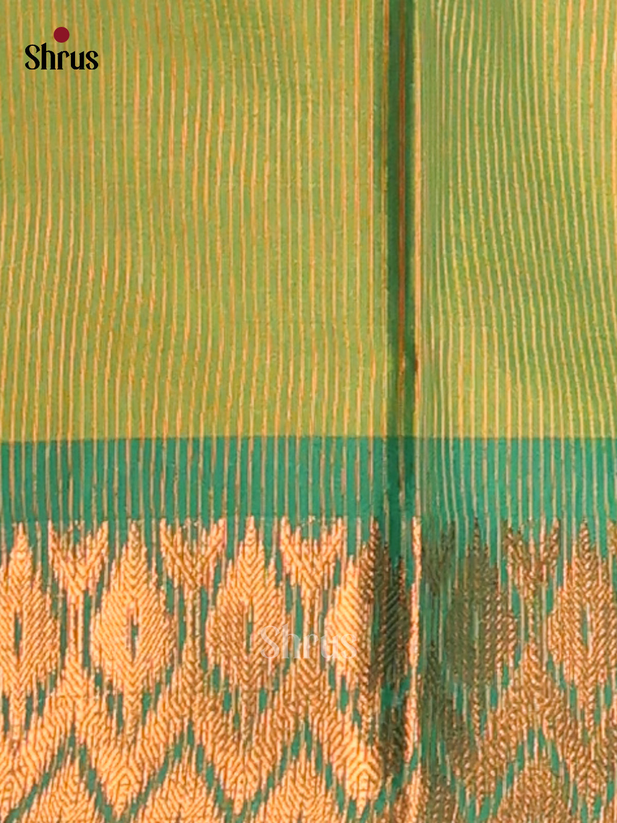Yellow & Green - Semi Pochampally Saree - Shop on Shrus.com