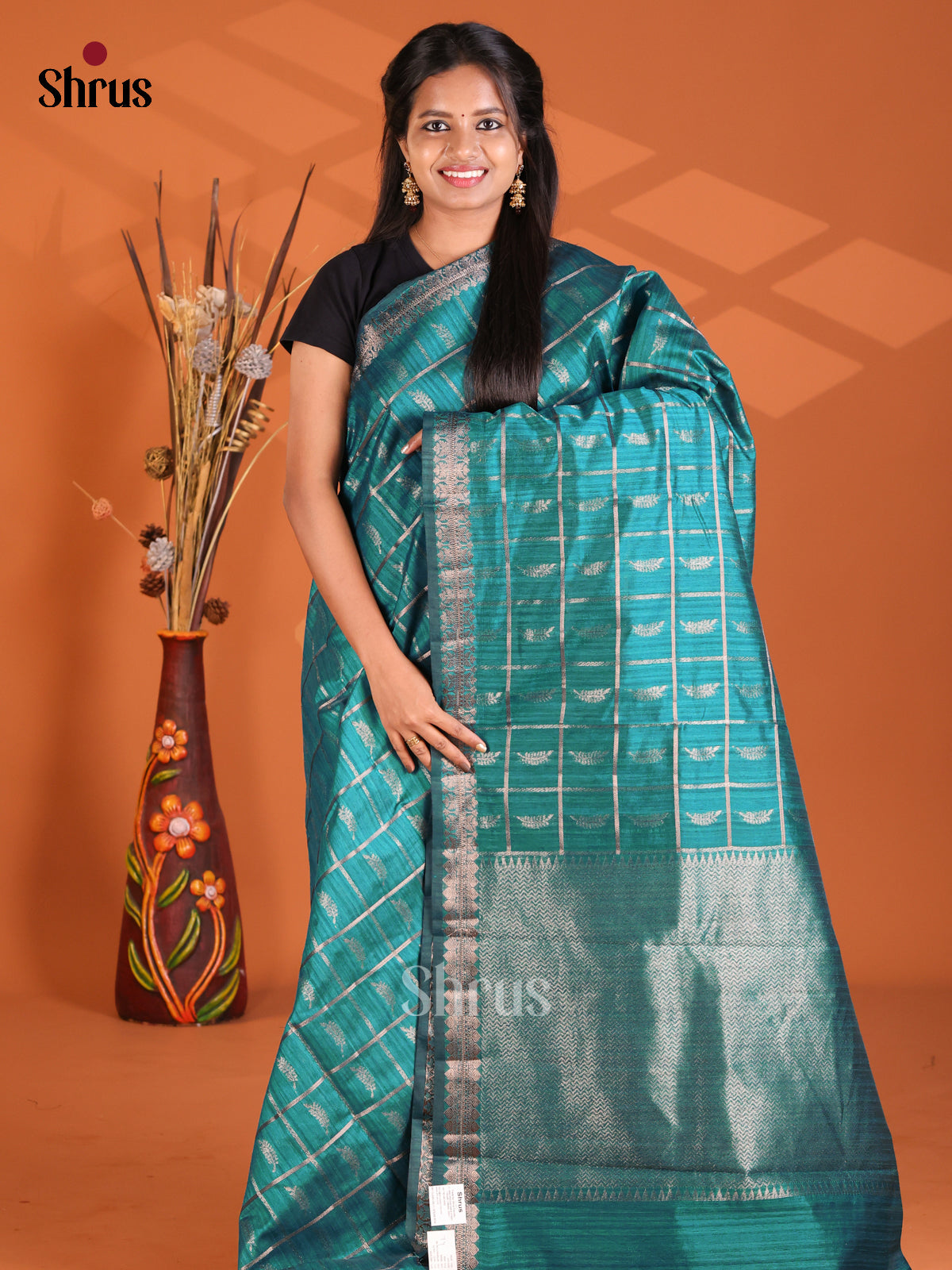 Green - Semi Rawsilk Saree - Shop on Shrus.com