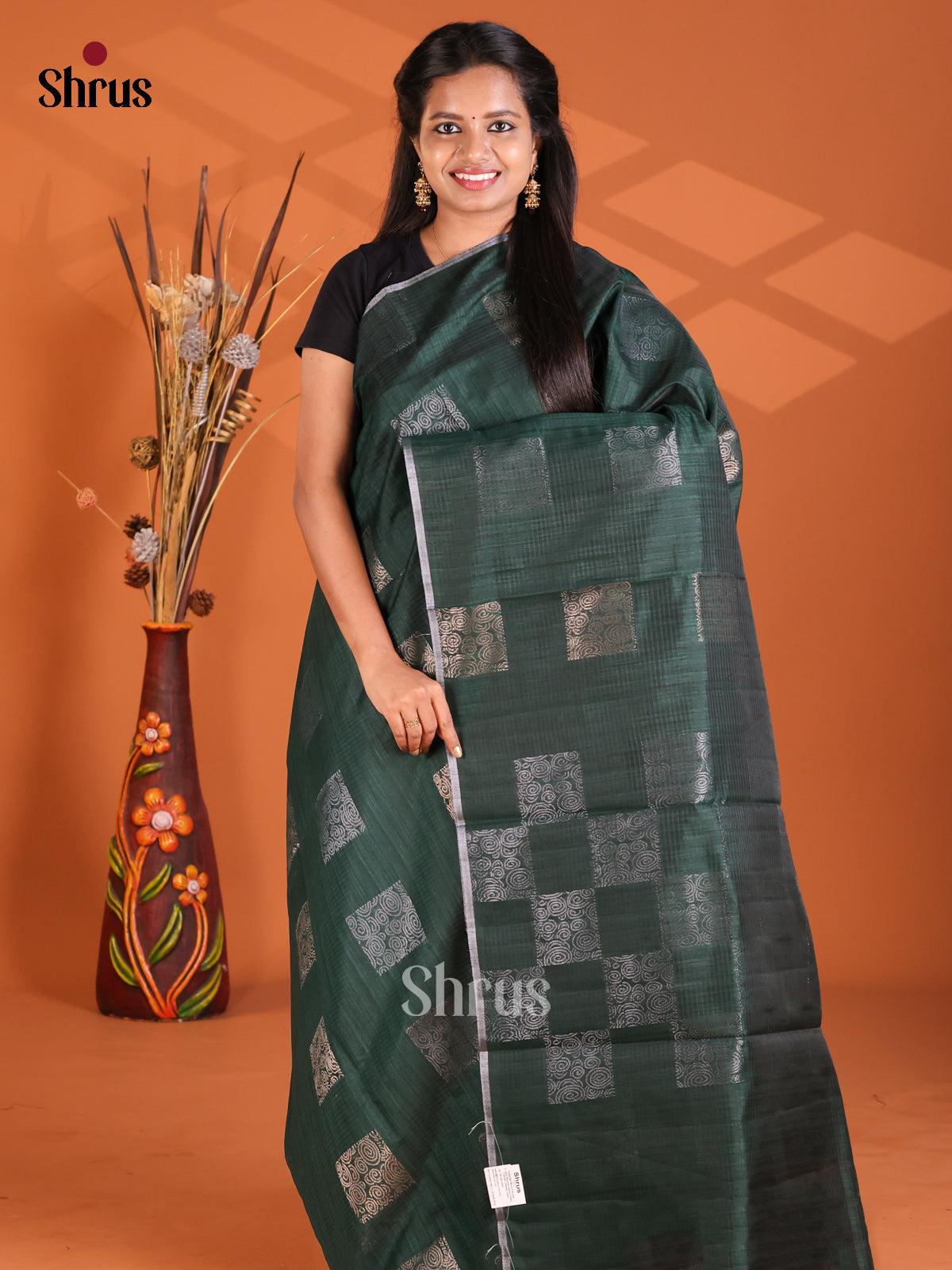 Green - Semi Rawsilk Saree - Shop on Shrus.com
