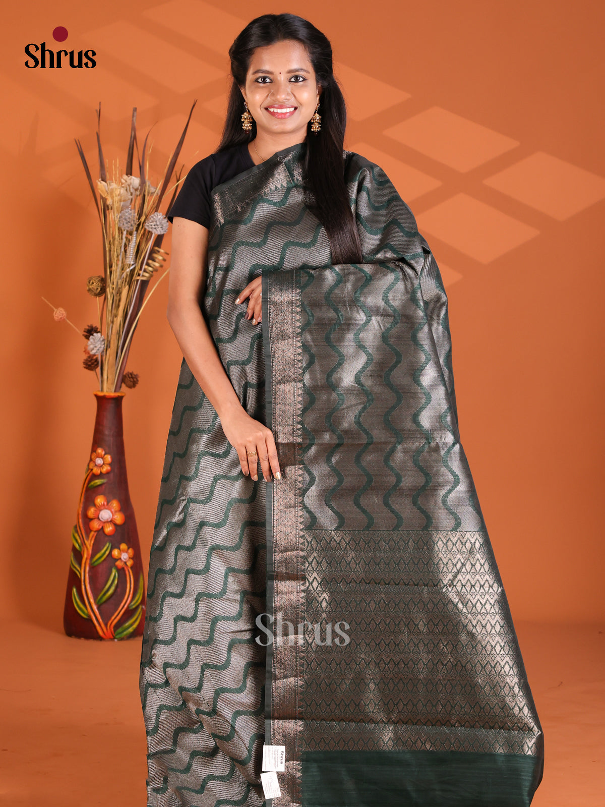 Green - Semi Rawsilk Saree - Shop on Shrus.com
