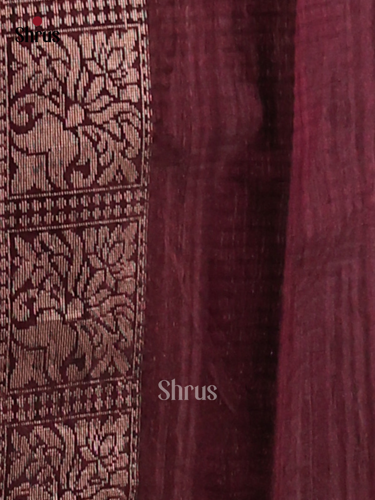 Maroon - Semi Rawsilk Saree - Shop on Shrus.com