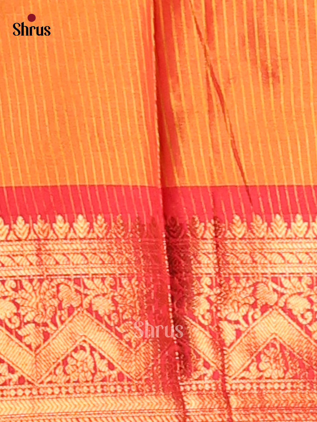 Light Green & Orange - Semi Pochampally Saree - Shop on Shrus.com