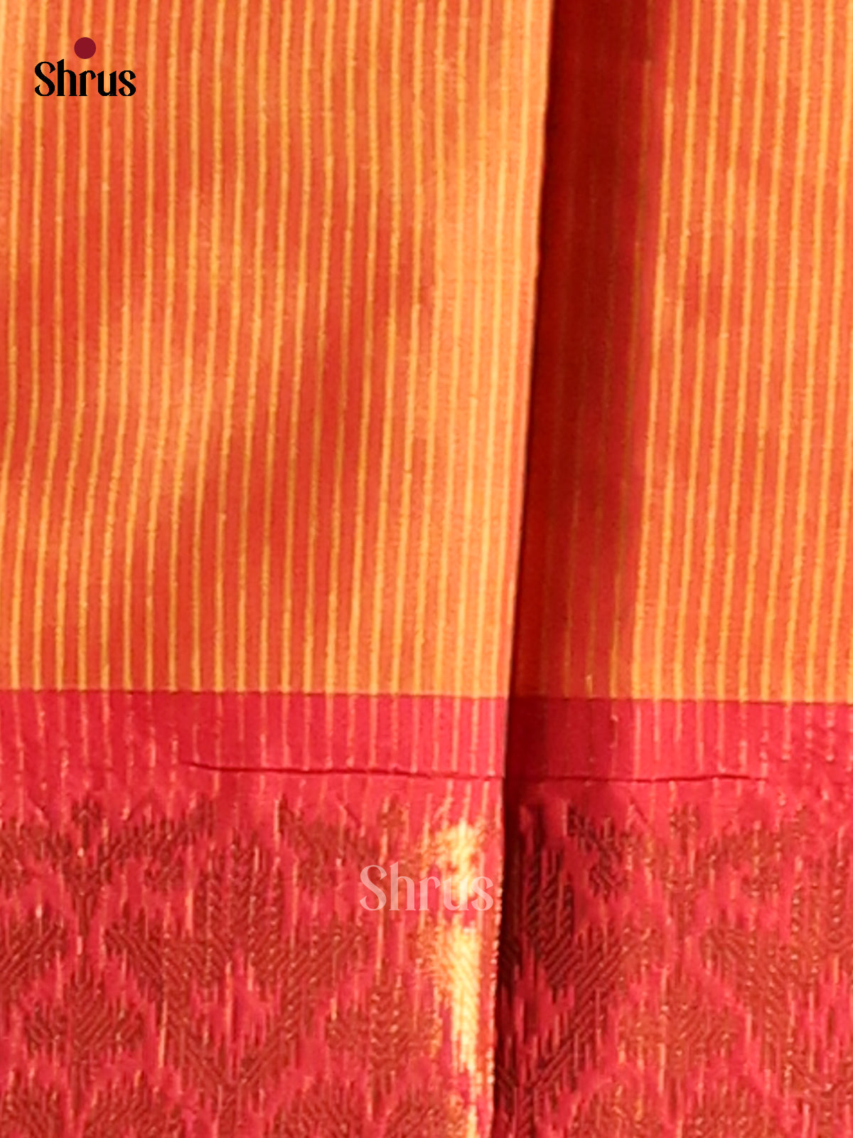 Lime green & Orange - Semi Pochampally Saree - Shop on Shrus.com