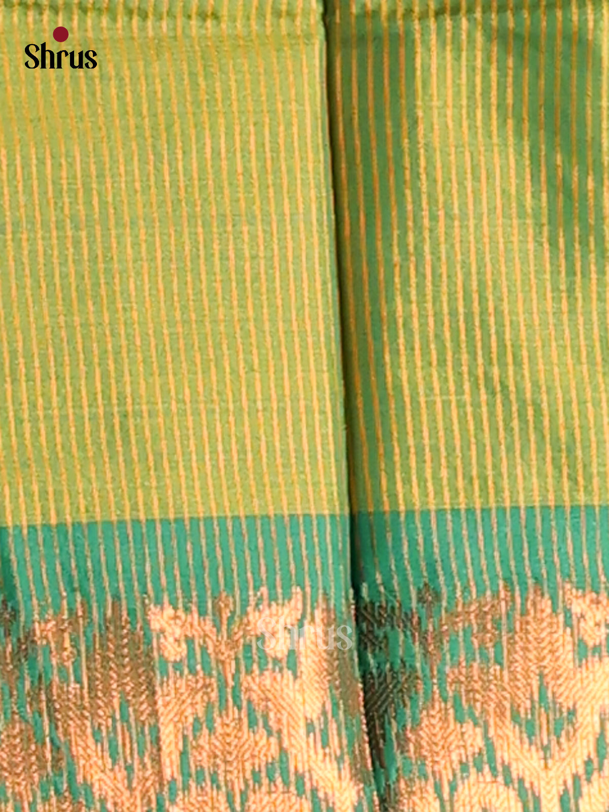 Yellow & Green - Semi Pochampally Saree - Shop on Shrus.com