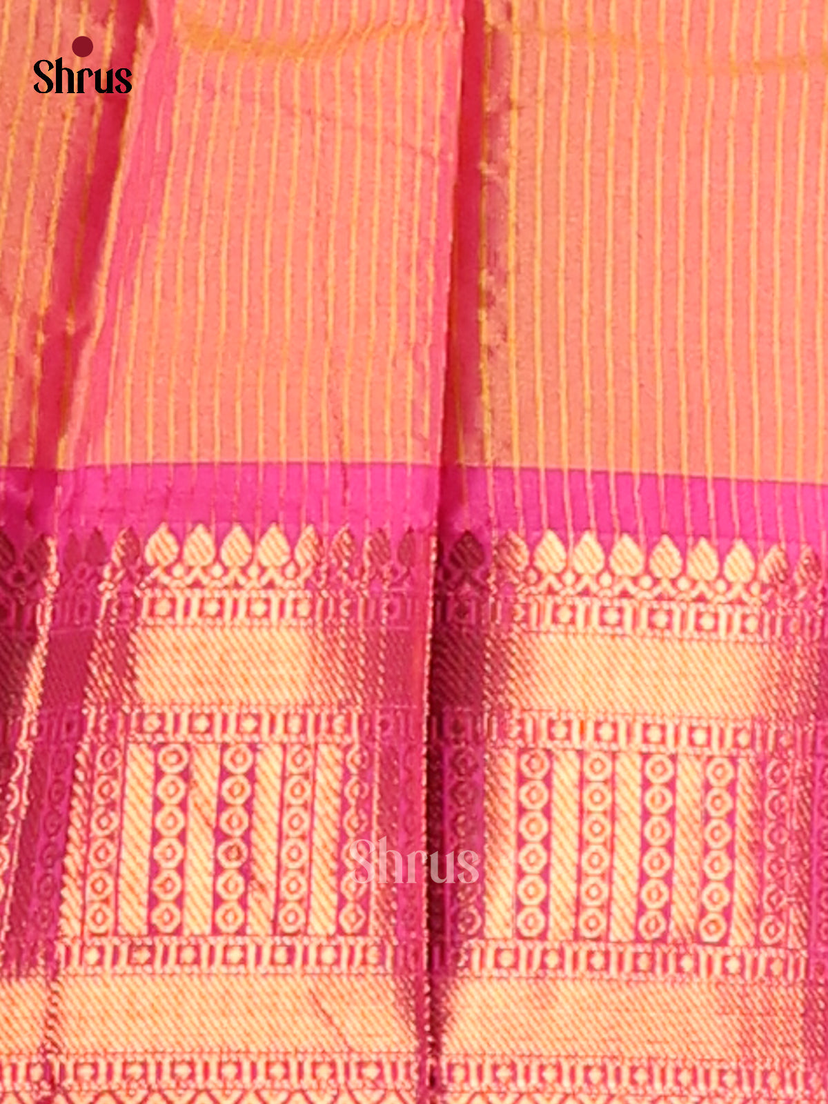 Orange & Pink - Semi Pochampally Saree - Shop on Shrus.com