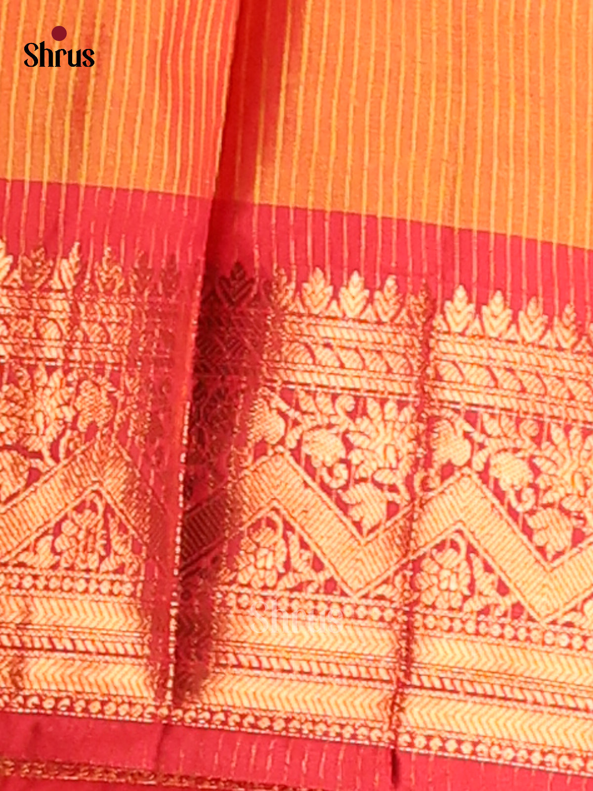 Yellow & Orange - Semi Pochampally Saree - Shop on Shrus.com