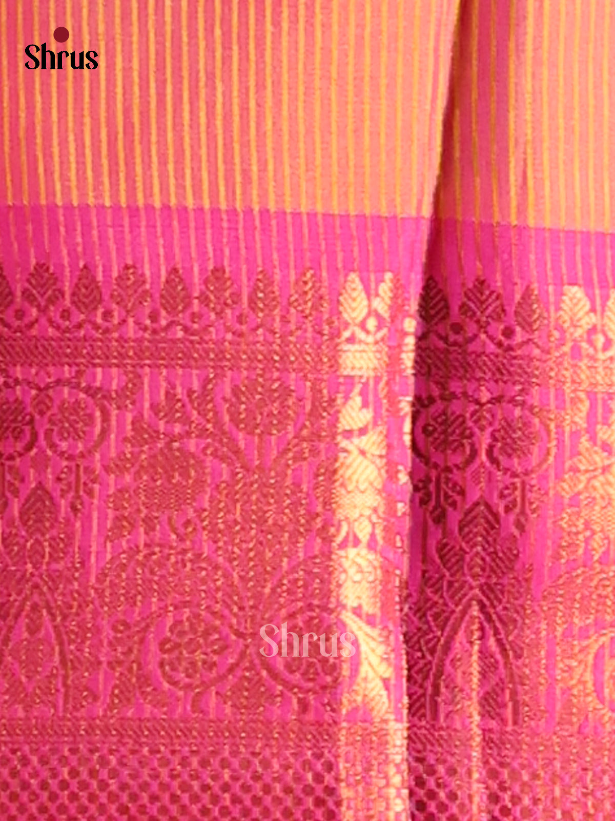 Yellow & Pink - Semi Pochampally Saree - Shop on Shrus.com