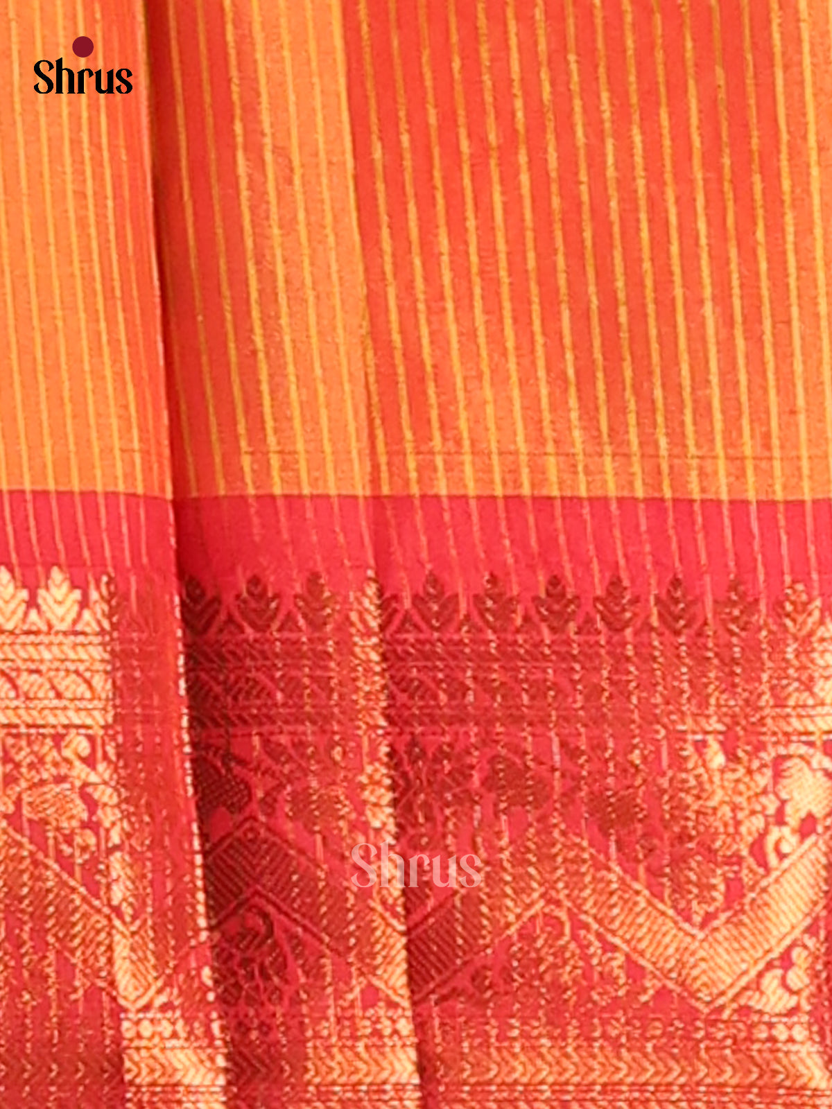 Yellow & Orange - Semi Pochampally Saree - Shop on Shrus.com