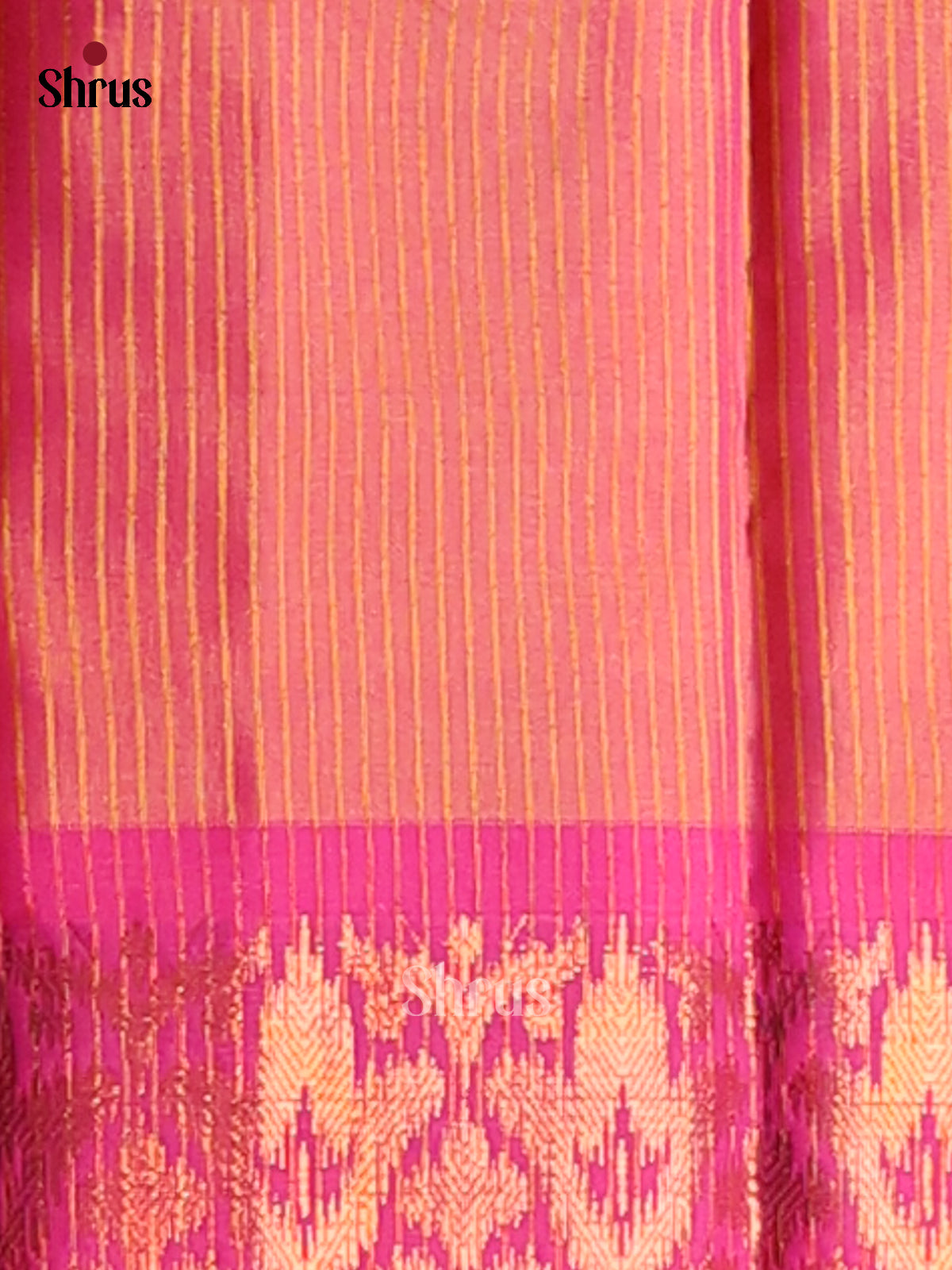 Yellow & Pink - Semi Pochampally Saree - Shop on Shrus.com