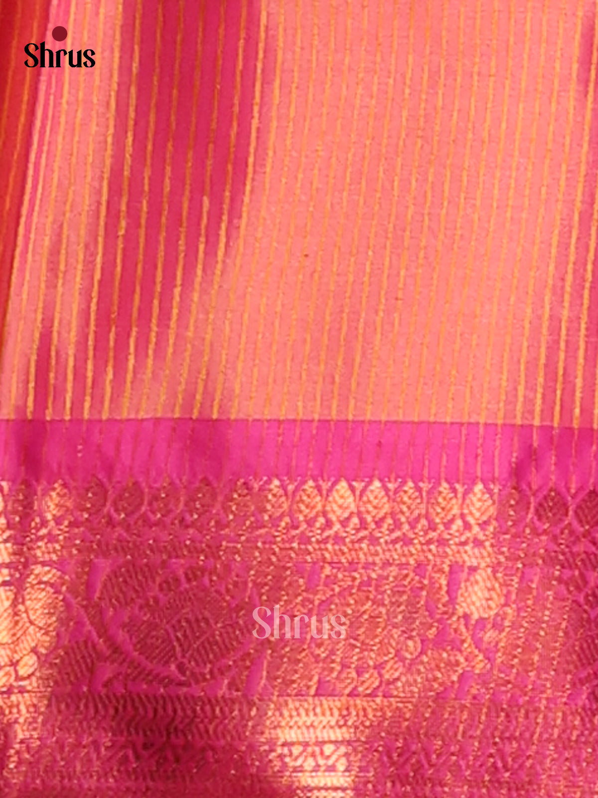 Pink & Orange - Semi Pochampally Saree - Shop on Shrus.com