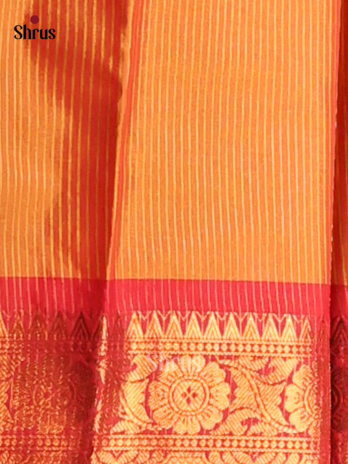 Green & Orange - Semi Pochampally Saree - Shop on Shrus.com