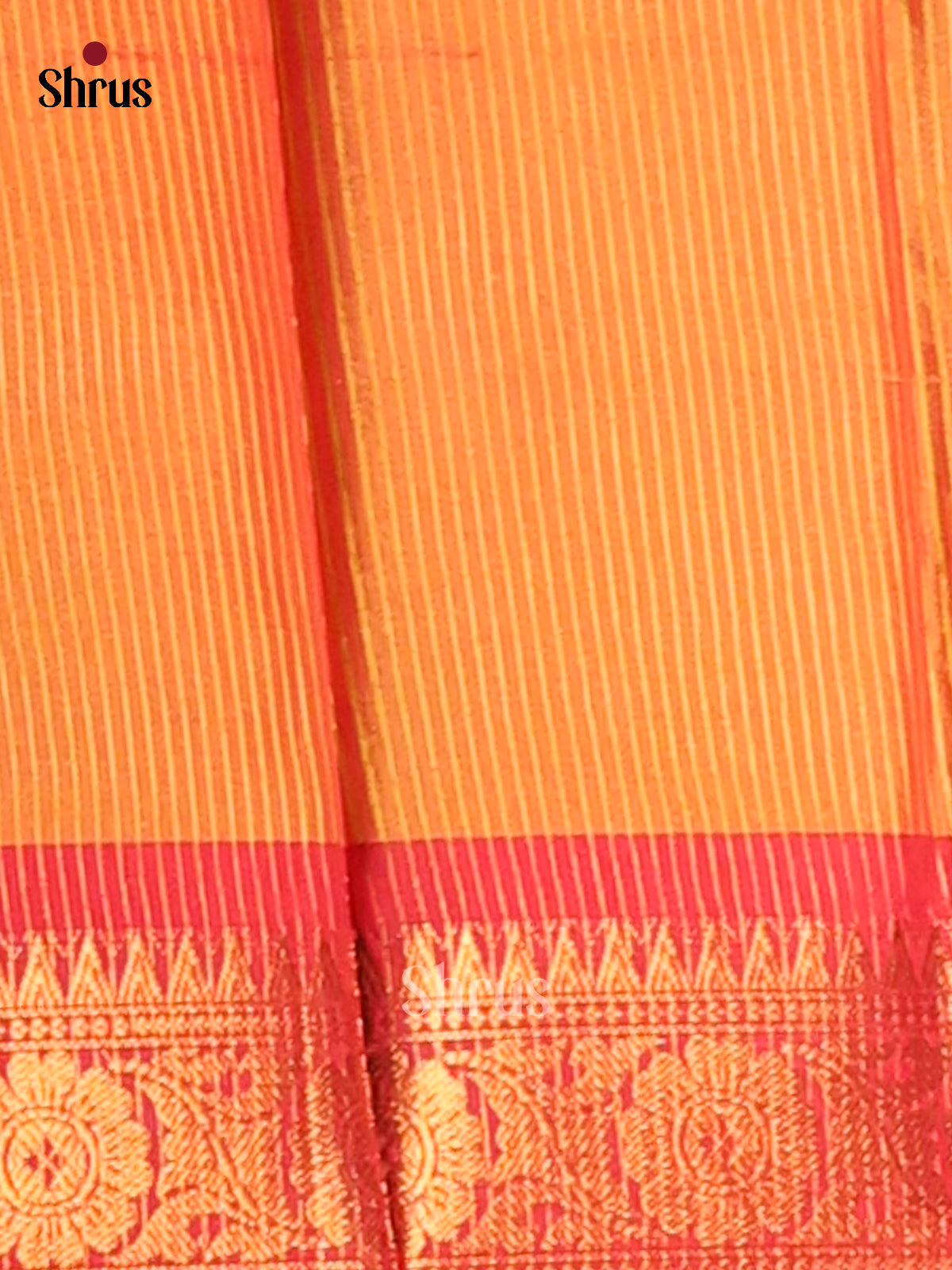 Yellow & Orange - Semi Pochampally Saree - Shop on Shrus.com