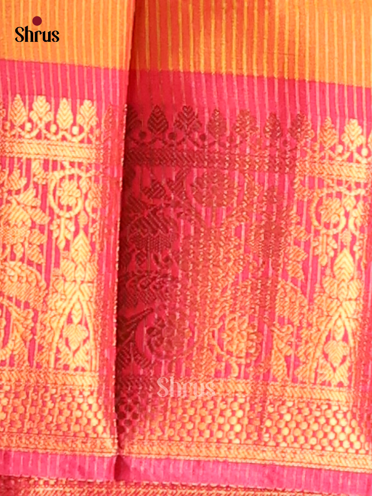 Pink & Orange - Semi Pochampally Saree - Shop on Shrus.com